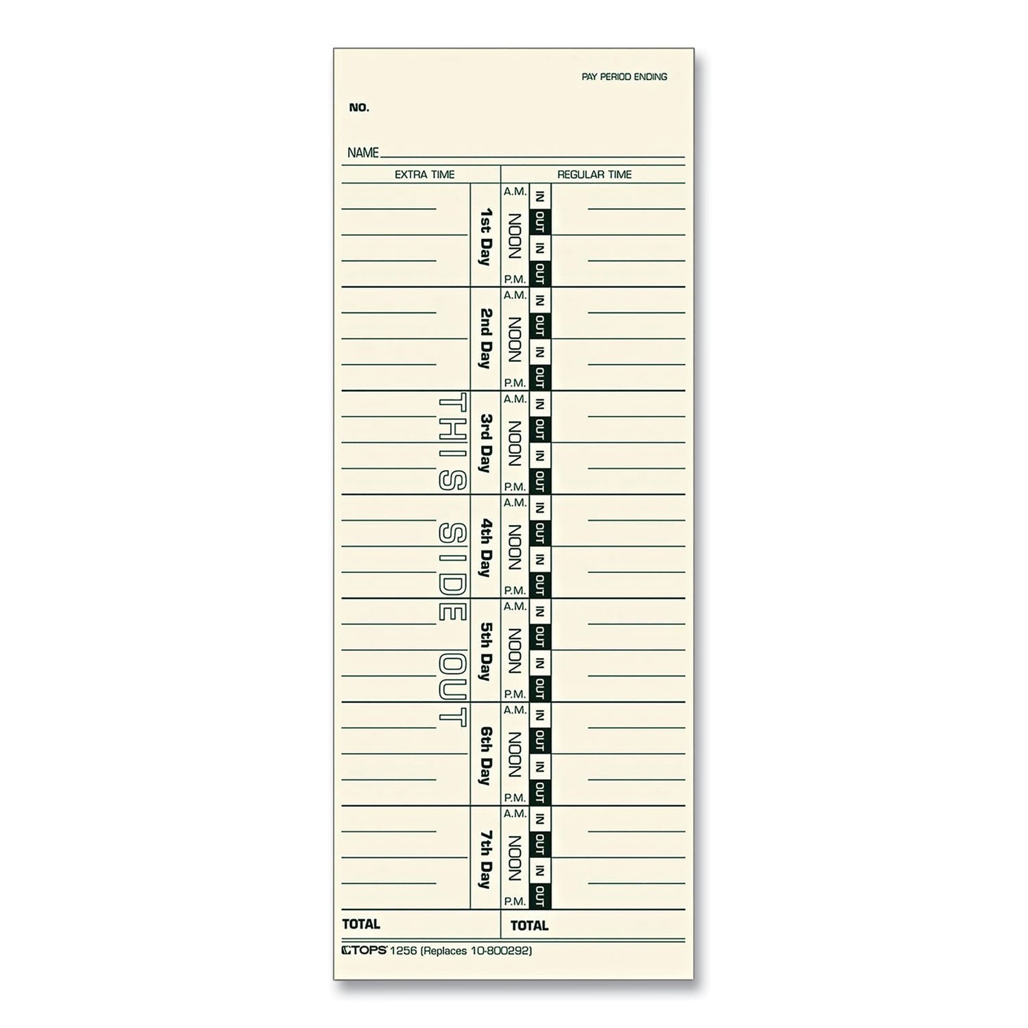 TOPS™ Time Clock Cards, Replacement For 10-800292, One Side, 3.5 X 9, 500/box