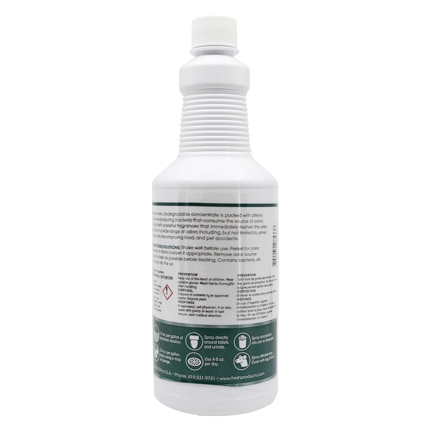 Fresh Products Bio Conqueror 105 Enzymatic Odor Counteractant Concentrate, Spiced Apple, 32 oz Bottle, 12/Carton