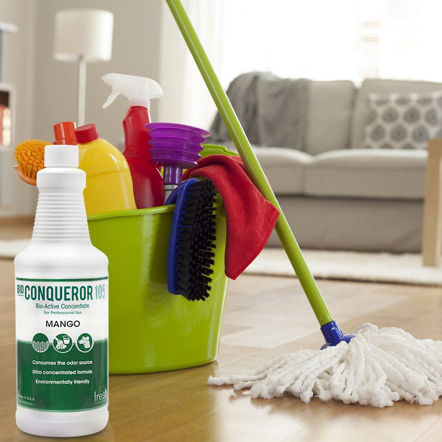 Fresh Products Bio Conqueror 105 Enzymatic Odor Counteractant Concentrate, Spiced Apple, 32 oz Bottle, 12/Carton - Bloom Skins