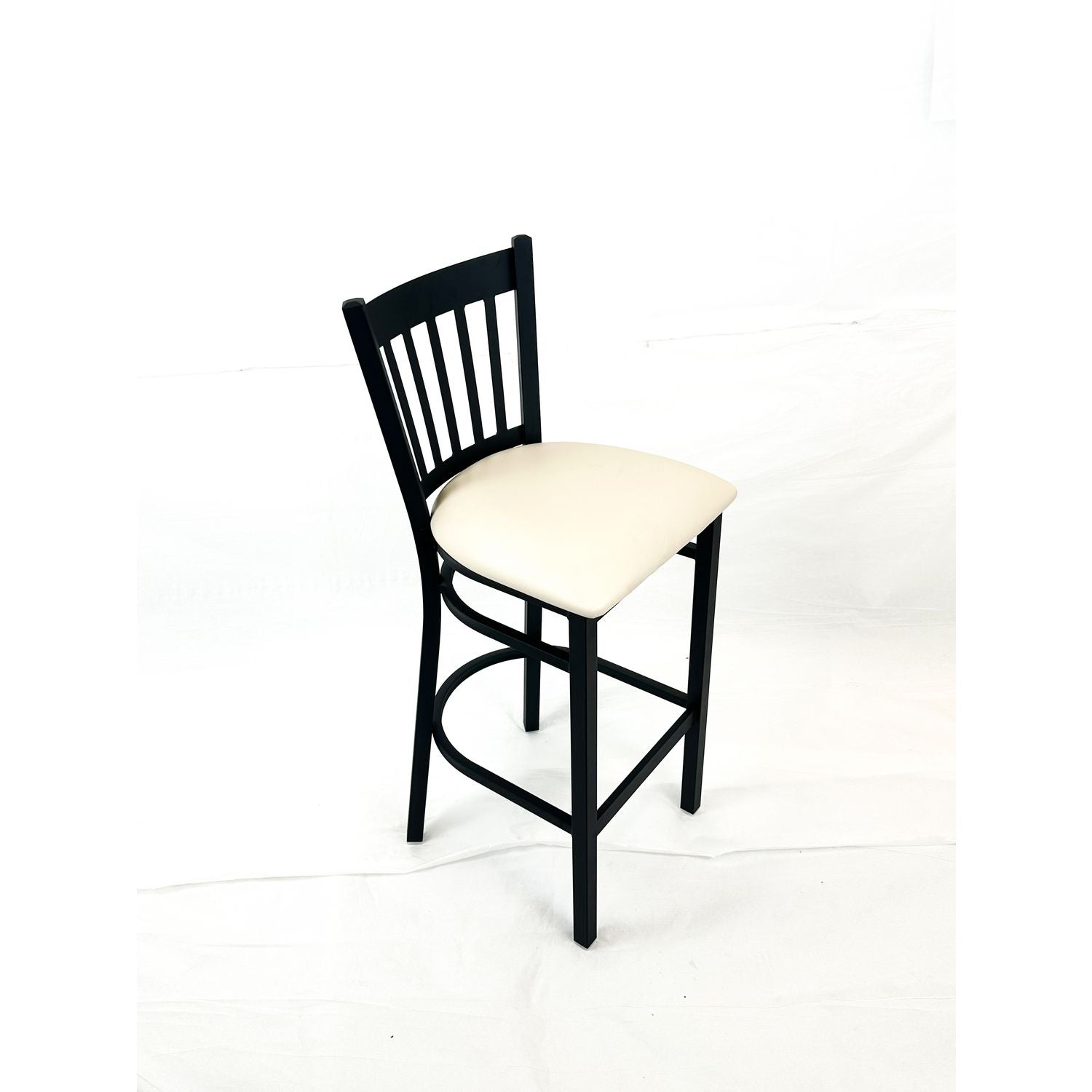 JMC Furniture Cobra Series Barstool, Supports Up to 300 lbs, 28.5" Seat Height, Cream Seat, Black Back, Black Base - Bloom Skins