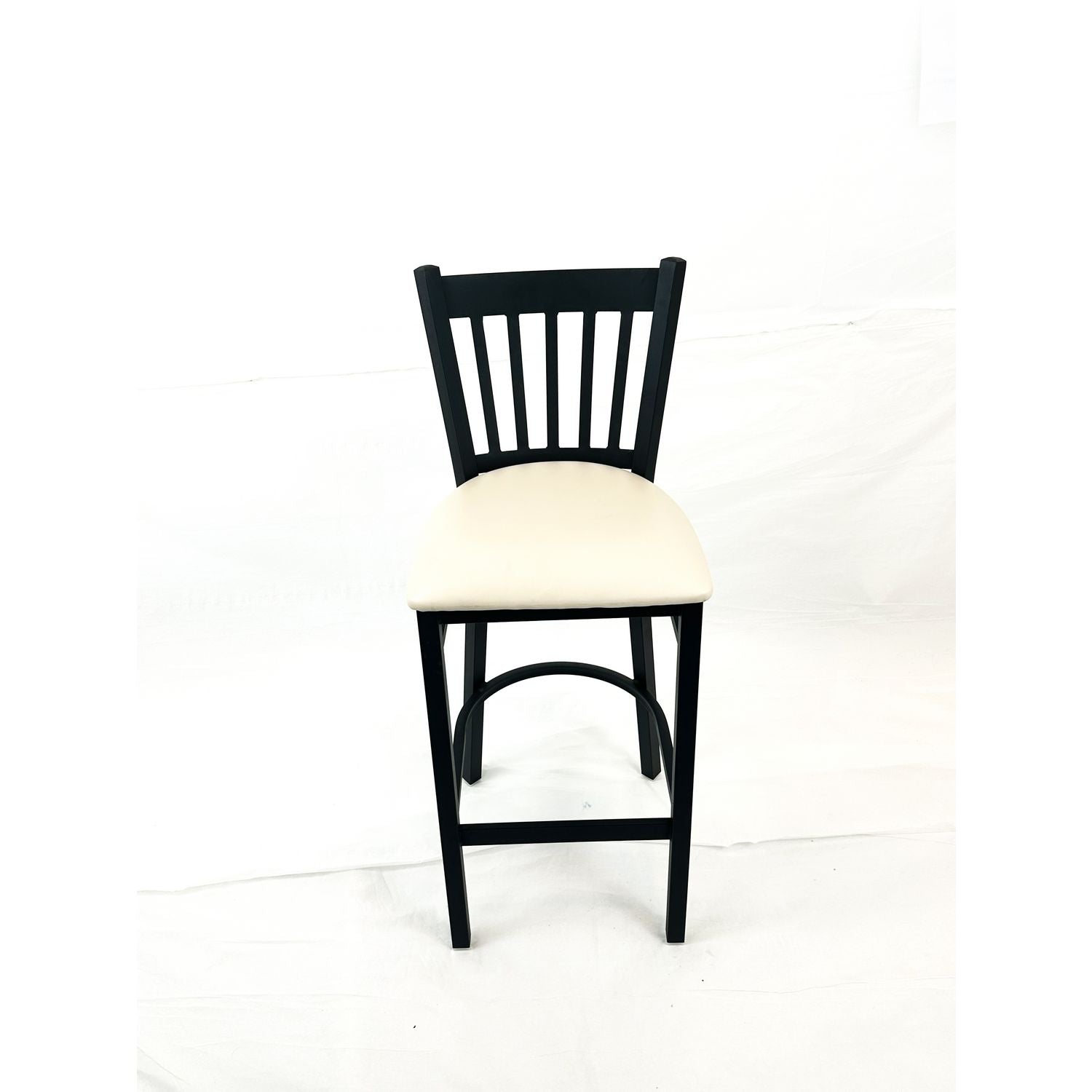 JMC Furniture Cobra Series Barstool, Supports Up to 300 lbs, 28.5" Seat Height, Cream Seat, Black Back, Black Base - Bloom Skins