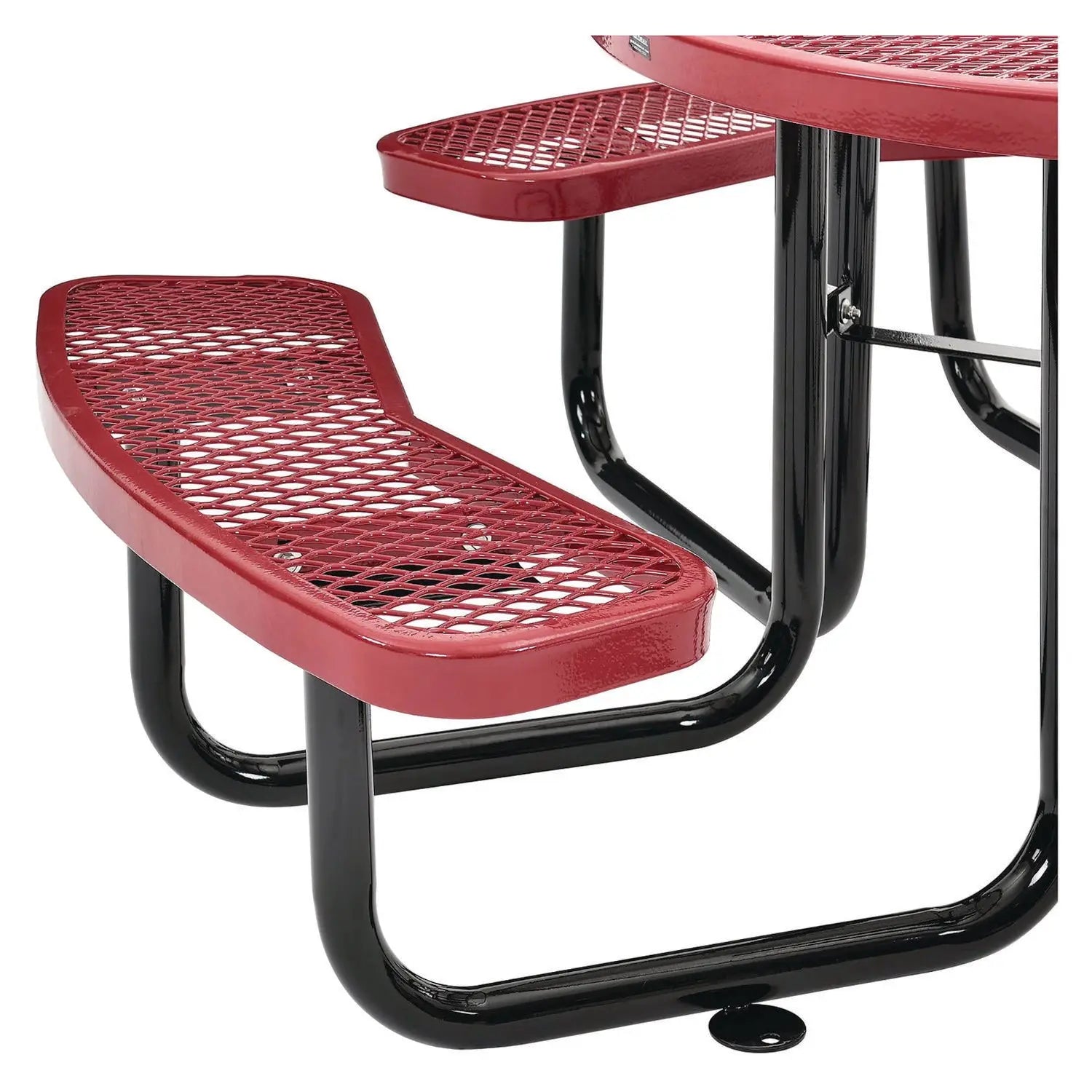 Global Industrial® Expanded Steel Picnic Table, Round, 46" Dia x 29.5"h, Red Top, Red Base/Legs