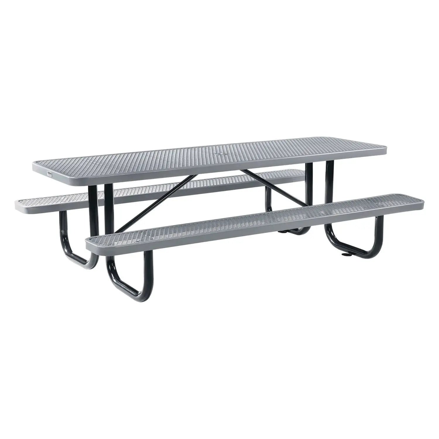 Global Industrial® Expanded Steel Picnic Table, Rectangular, 96 x 62 x 29.5, Gray Top, Gray Base/Legs