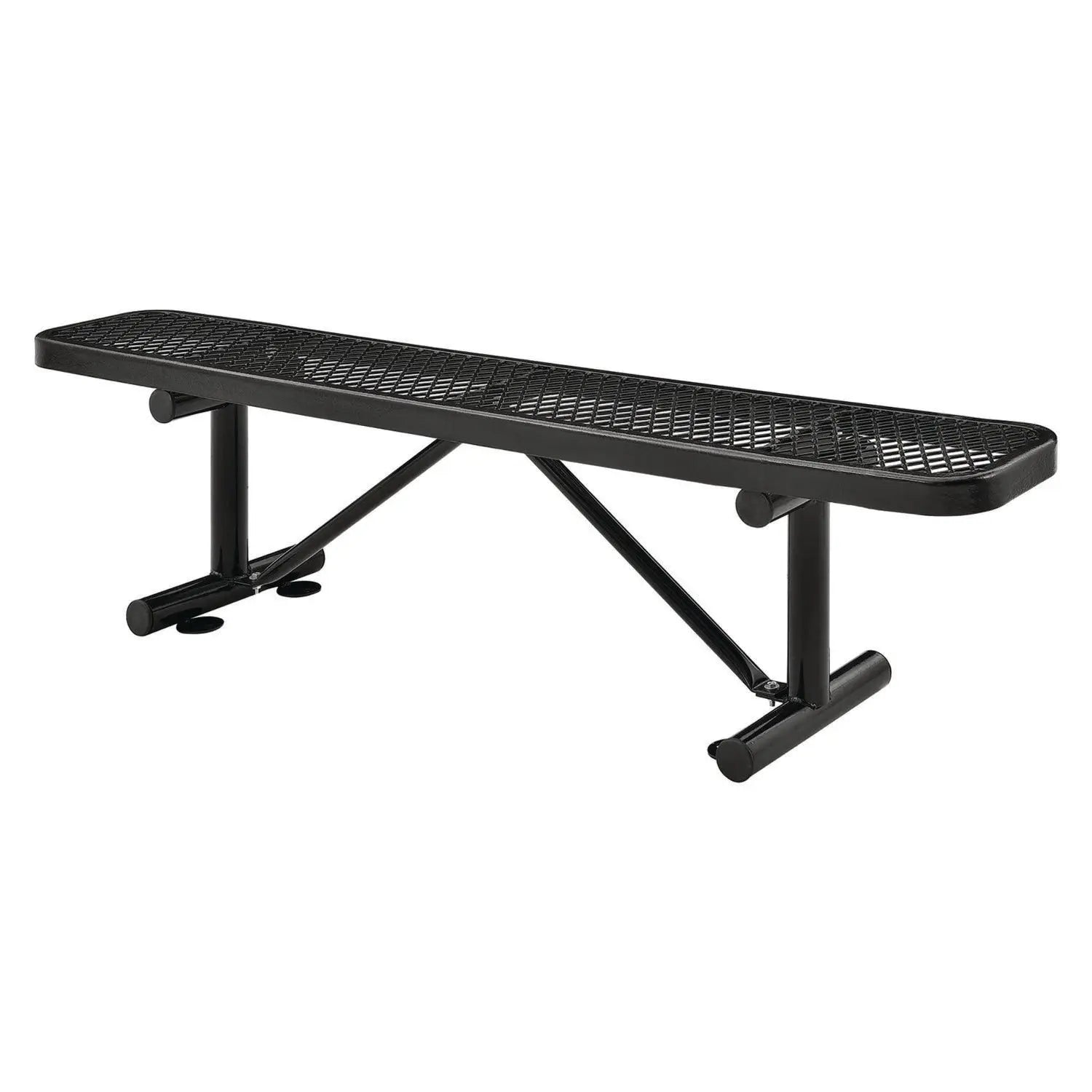 Global Industrial® Expanded Steel Flat Bench, 72" x 14.5" x 18", Black Seat, Black Base