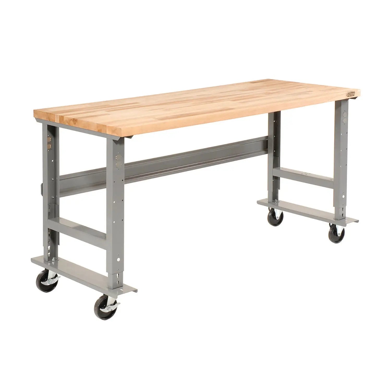 Global Industrial® Light Duty Butcher Block Top Adjustable Height Workbench, 800 lbs, 72 x 30 x 36 to 43, Gray