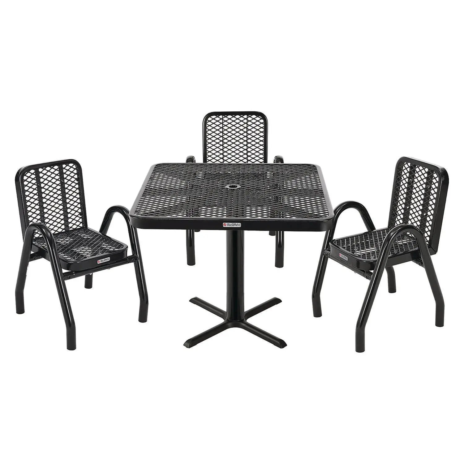 Global Industrial® Outdoor Dining Set, Square, 36 x 36 x 36, Black Top, Black Base/Legs