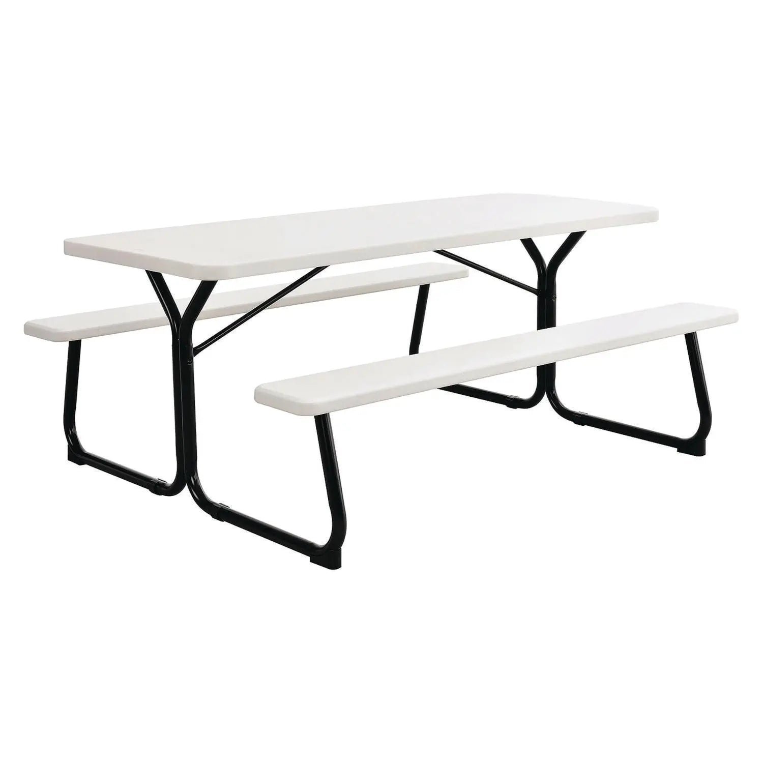 Global Industrial® Blow-Molded Plastic Picnic Table, Rectangular, 72 x 60 x 30, White Top, White Base/Legs