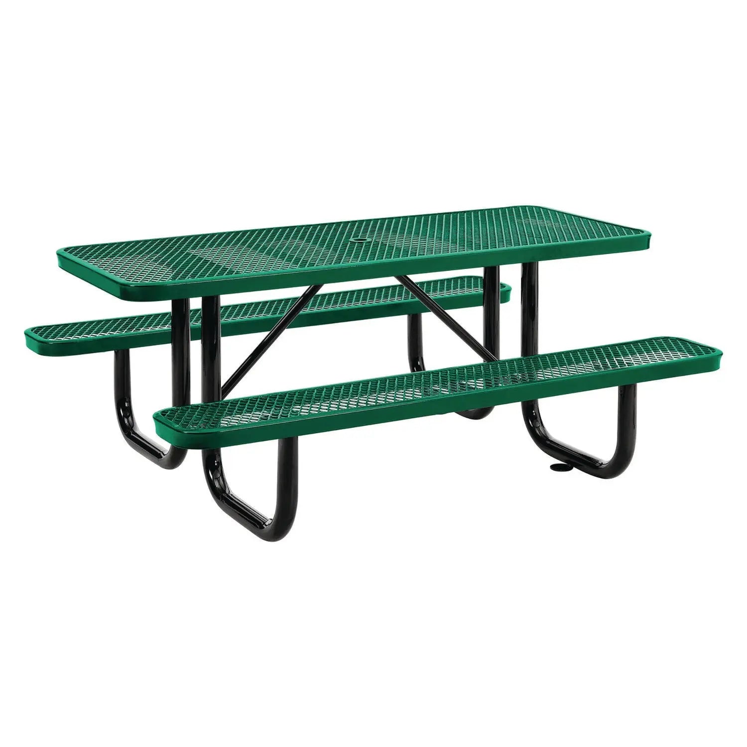 Global Industrial® Expanded Steel Picnic Table, Rectangular, 72 x 62 x 29.5, Green Top, Green Base/Legs