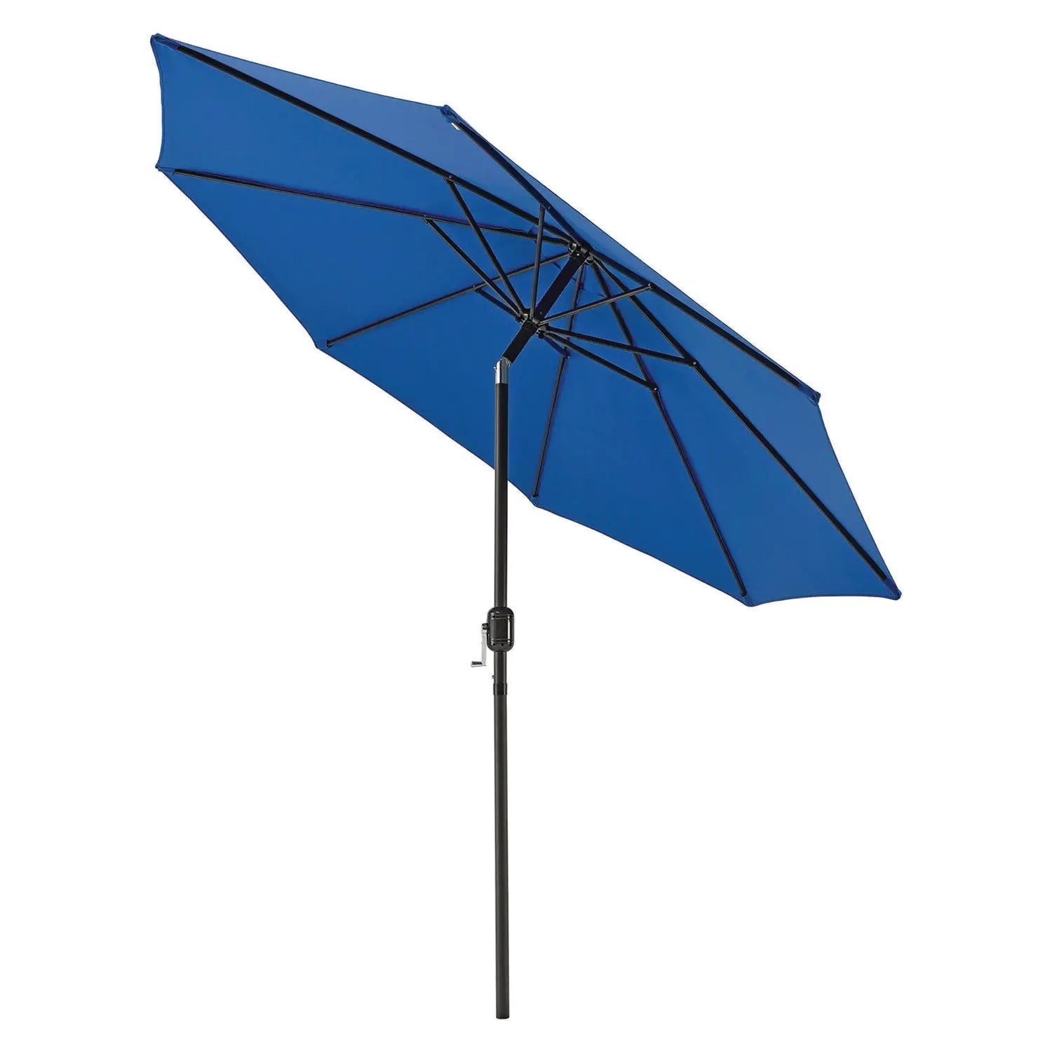 Global Industrial® Outdoor Umbrella with Tilt Mechanism, 102" Span, 94" Long, Blue Canopy, Black Handle