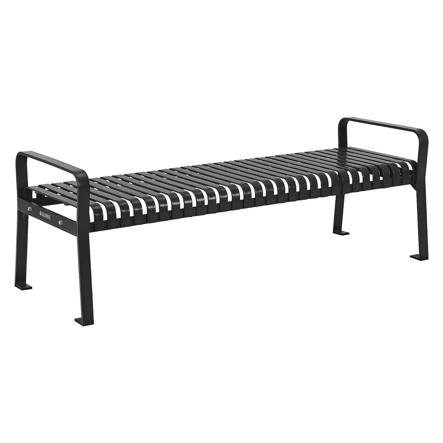 Global Industrial® Steel Slat Flat Bench, 70" x 24" x 24.25", Black Seat, Black Base