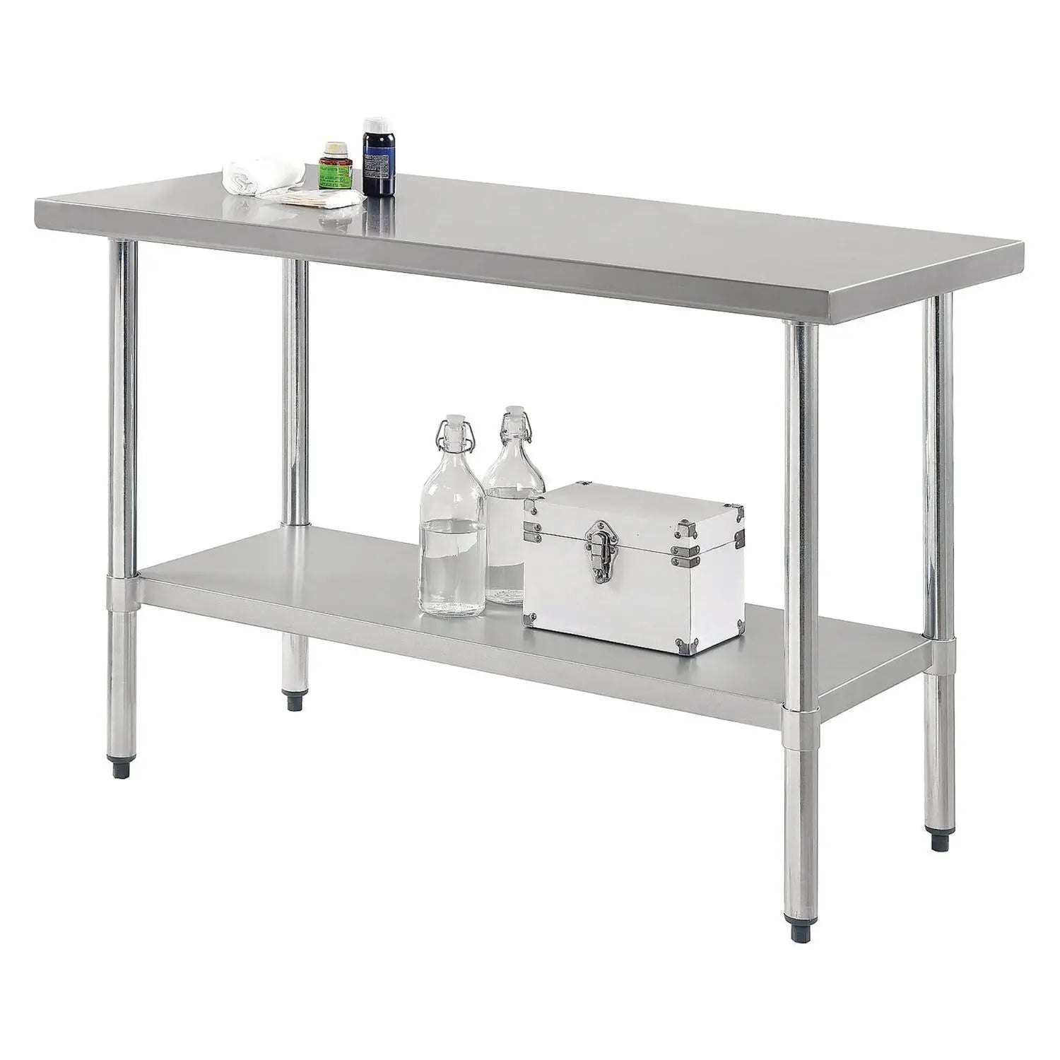 Global Industrial® Work Table with Undershelf, Rectangular, 72 x 30 x 35, Silver Top, Silver Base/Legs - Bloom Skins