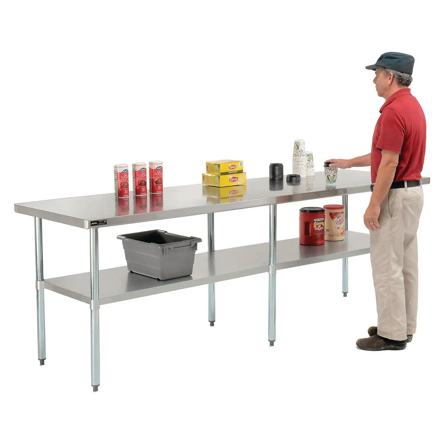 Global Industrial® Work Table with Undershelf, Rectangular, 96 x 30 x 35, Silver Top, Silver Base/Legs