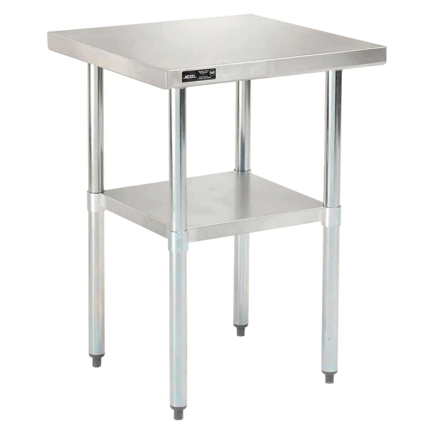 Global Industrial® Work Table with Undershelf, Square, 24 x 24 x 35, Silver Top, Silver Base/Legs