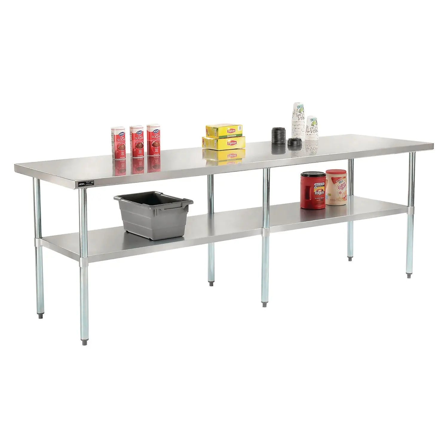Global Industrial® Work Table with Undershelf, Rectangular, 96 x 30 x 35, Silver Top, Silver Base/Legs