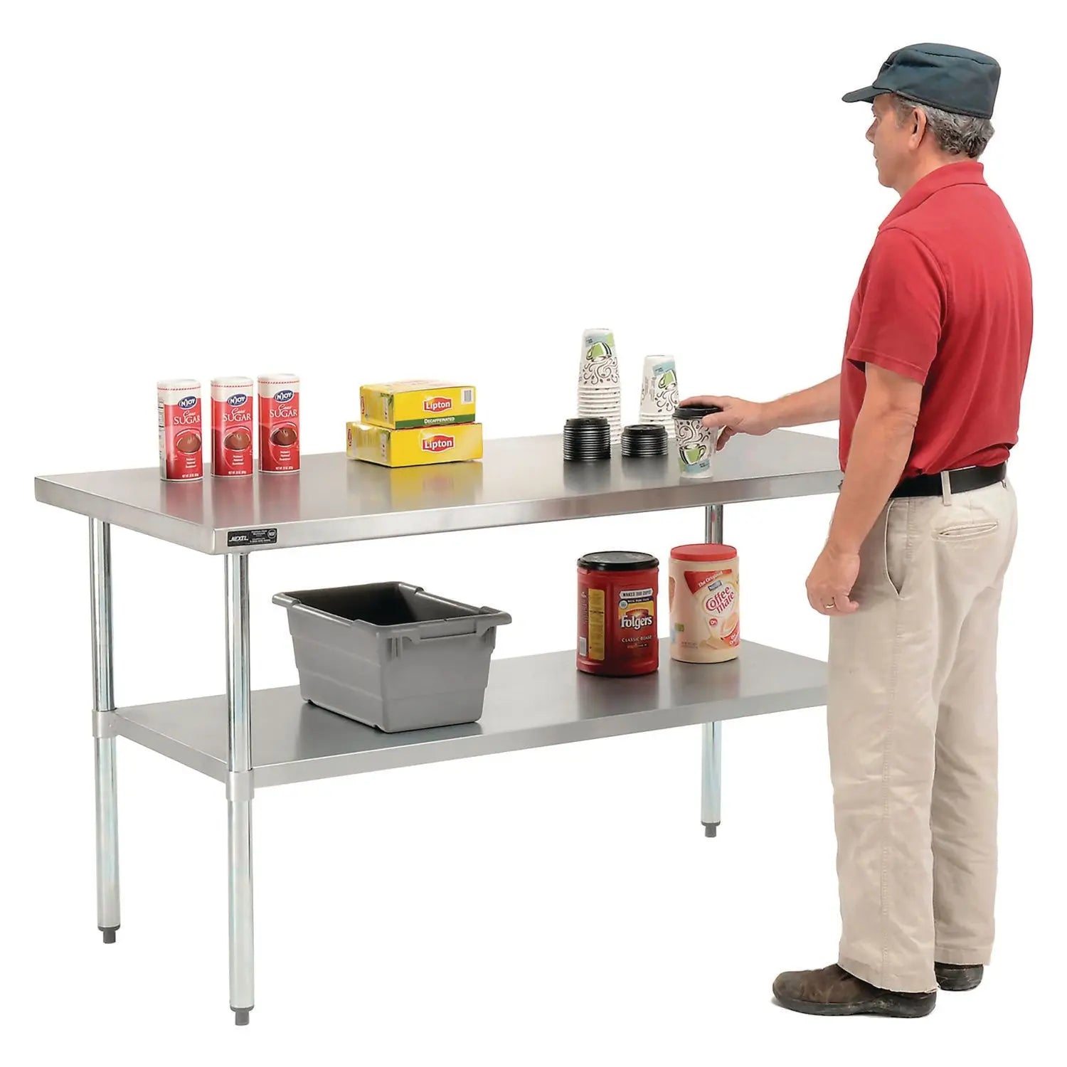 Global Industrial® Work Table with Undershelf, Rectangular, 48 x 30 x 35, Silver Top, Silver Base/Legs