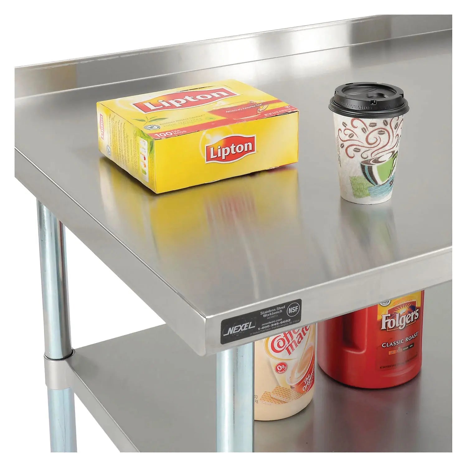 Global Industrial® Work Table with Undershelf with Backsplash, Rectangular, 60 x 30 x 35, Silver Top, Silver Base/Legs