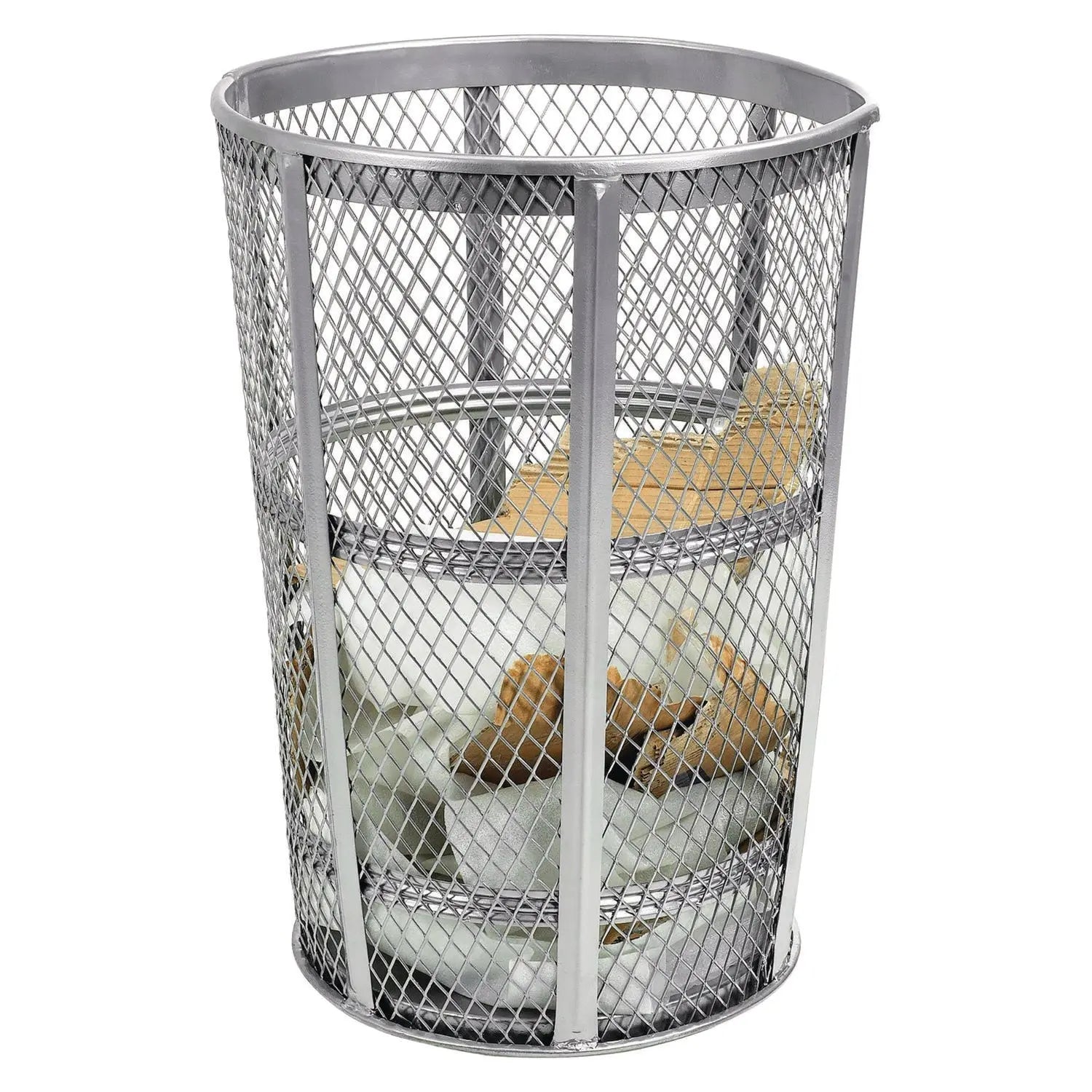 Global Industrial® Steel Mesh Corrosion Resistant Trash Can, 48 gal, Silver