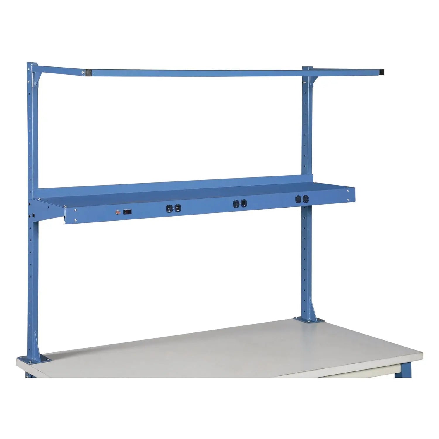 Global Industrial® Upper Workbench Shelf, 6 Single Outlets, For Use With 60" Wide Workbenches, 100 lb Weight Capacity