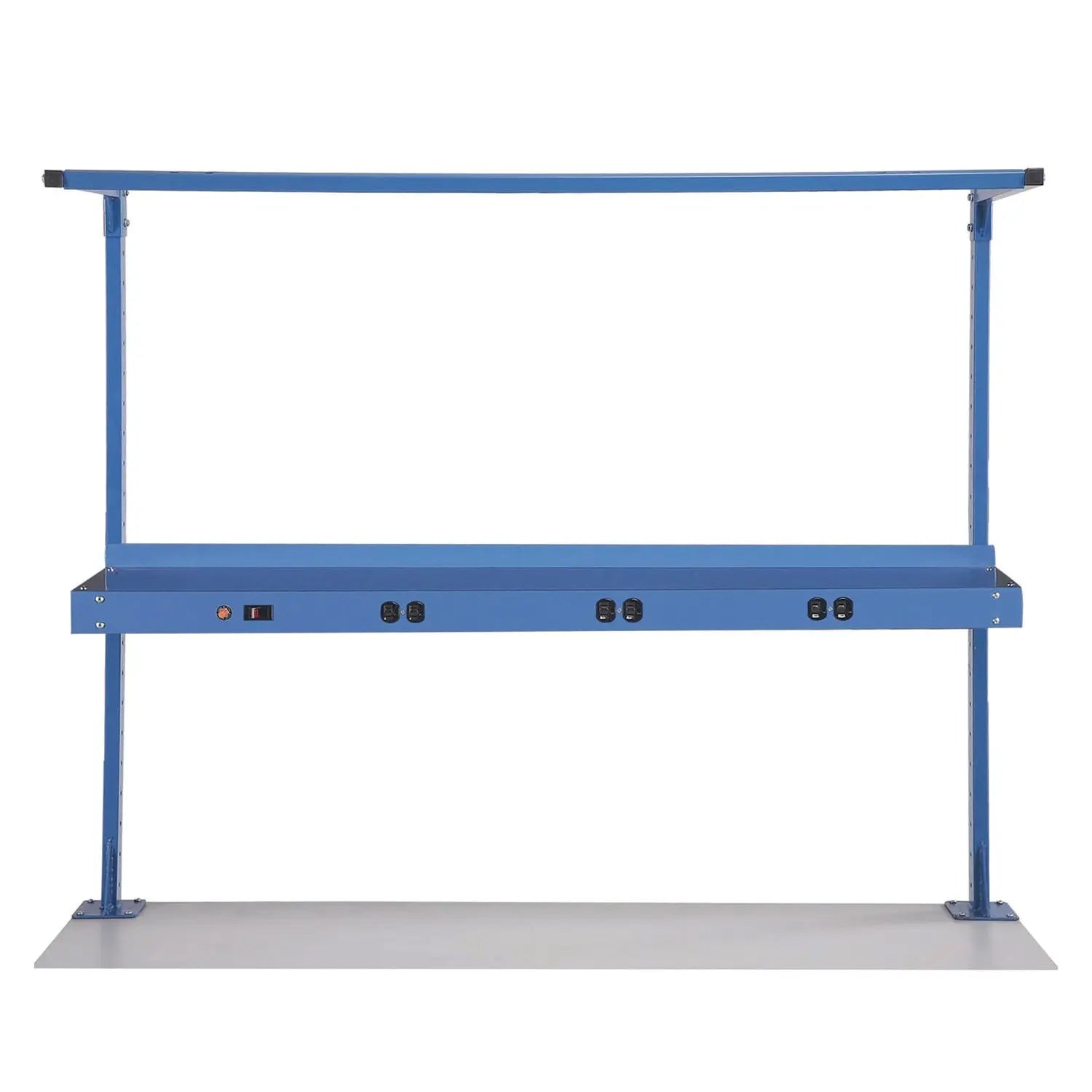 Global Industrial® Upper Workbench Shelf, 6 Single Outlets, For Use With 60" Wide Workbenches, 100 lb Weight Capacity