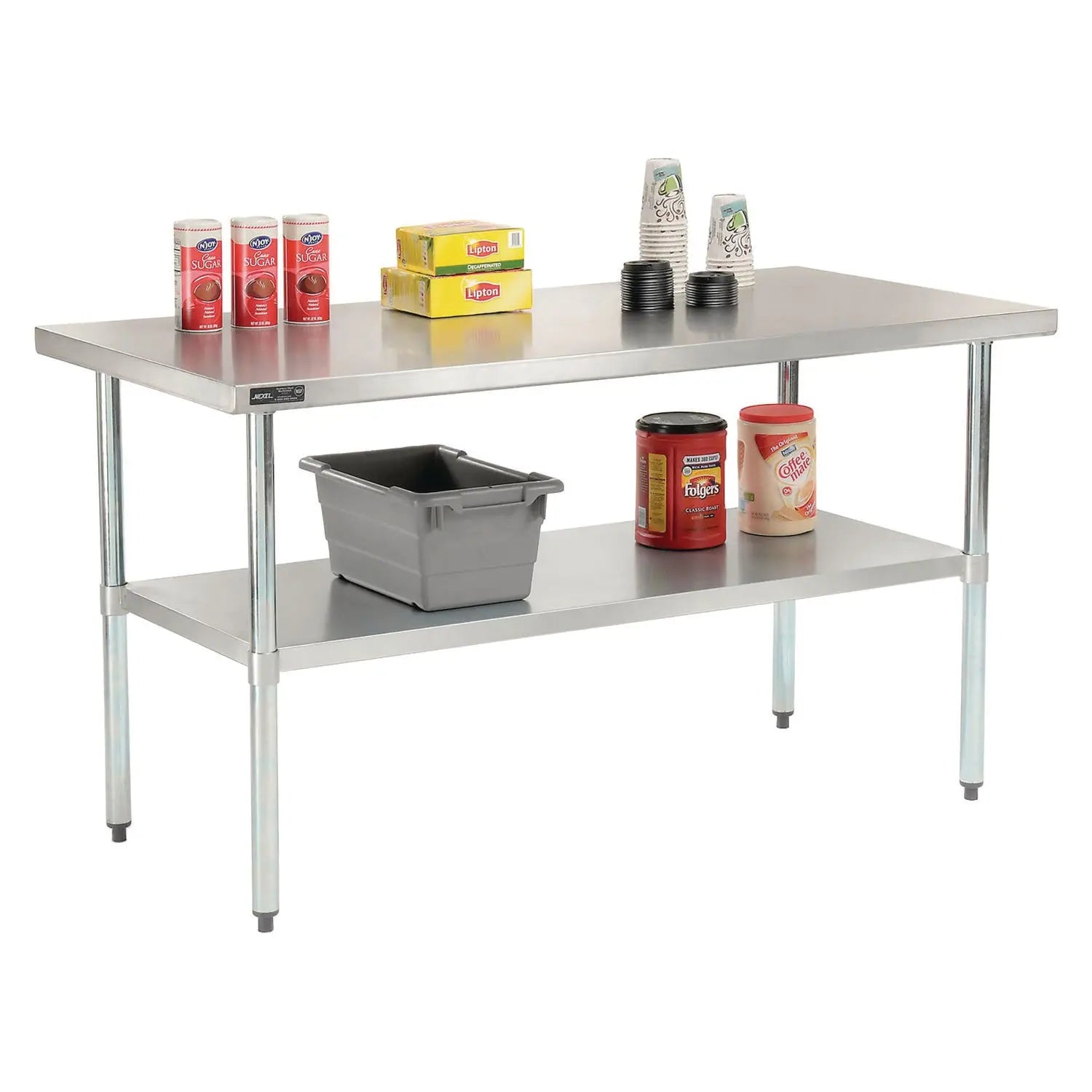 Global Industrial® Work Table with Undershelf, Rectangular, 60 x 30 x 35, Silver Top, Silver Base/Legs