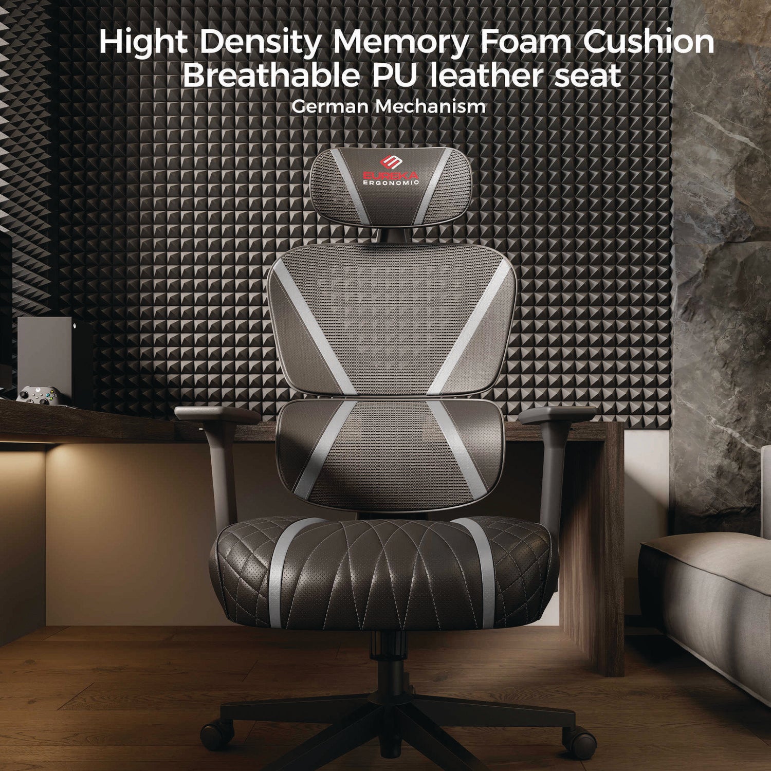 Eureka Ergonomic® Norn Ergonomic Chair, Supports Up to 275 lb, 18.11" to 22.04" Seat Height, Black/Gray Mesh Seat/Back, Black Base - Bloom Skins