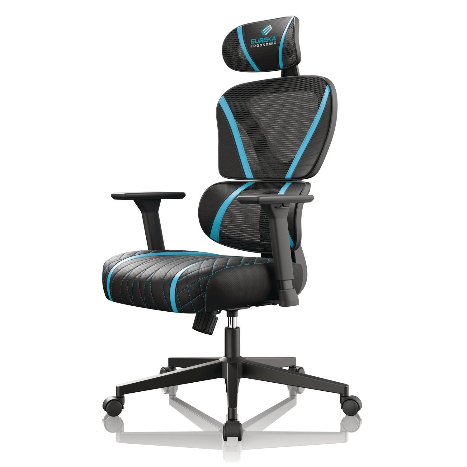 Eureka Ergonomic® Norn Ergonomic Chair, Supports Up to 275 lb, 18.11" to 22.04" Seat Height, Black/Blue Mesh Seat/Back, Black Base - Bloom Skins
