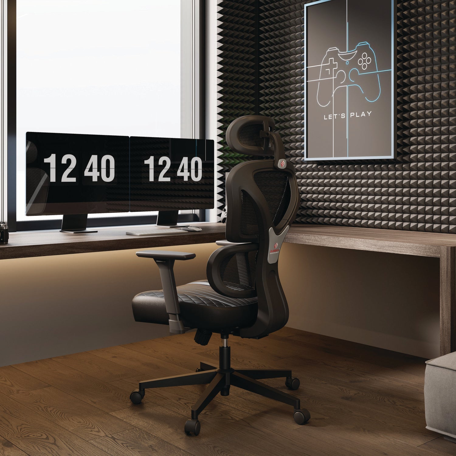 Eureka Ergonomic® Norn Ergonomic Chair, Supports Up to 275 lb, 18.11" to 22.04" Seat Height, Black/Gray Mesh Seat/Back, Black Base - Bloom Skins