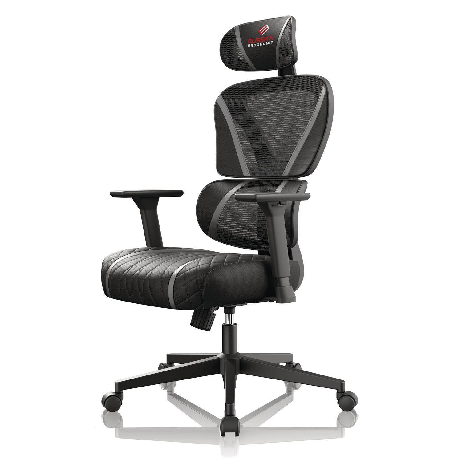 Eureka Ergonomic® Norn Ergonomic Chair, Supports Up to 275 lb, 18.11" to 22.04" Seat Height, Black/Gray Mesh Seat/Back, Black Base - Bloom Skins