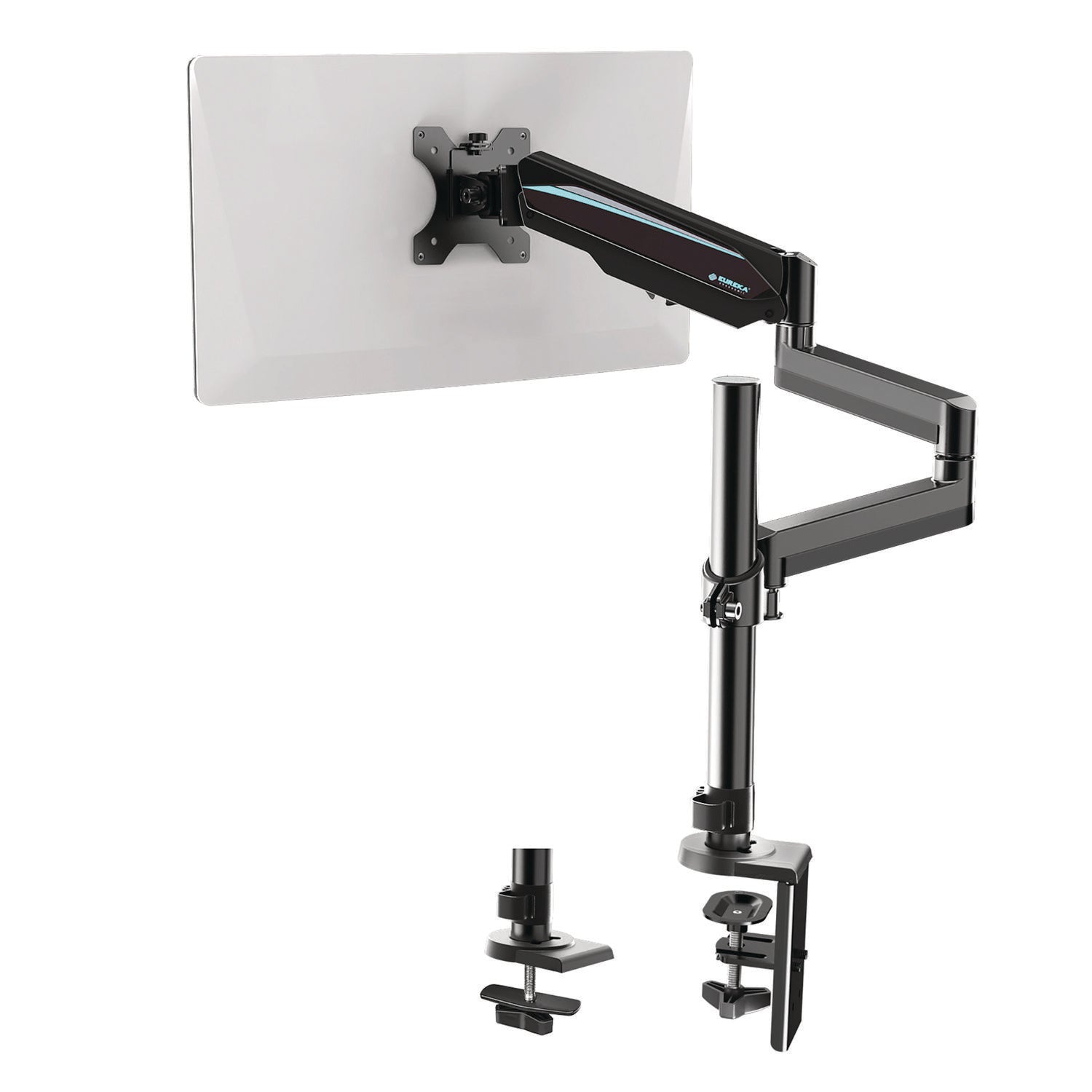 Eureka Ergonomic® Single Monitor Arm, For 32" Monitors, 90 deg Rotation, 35 deg Tilt, 360 deg Pan, Black, Supports 17.6 lbs