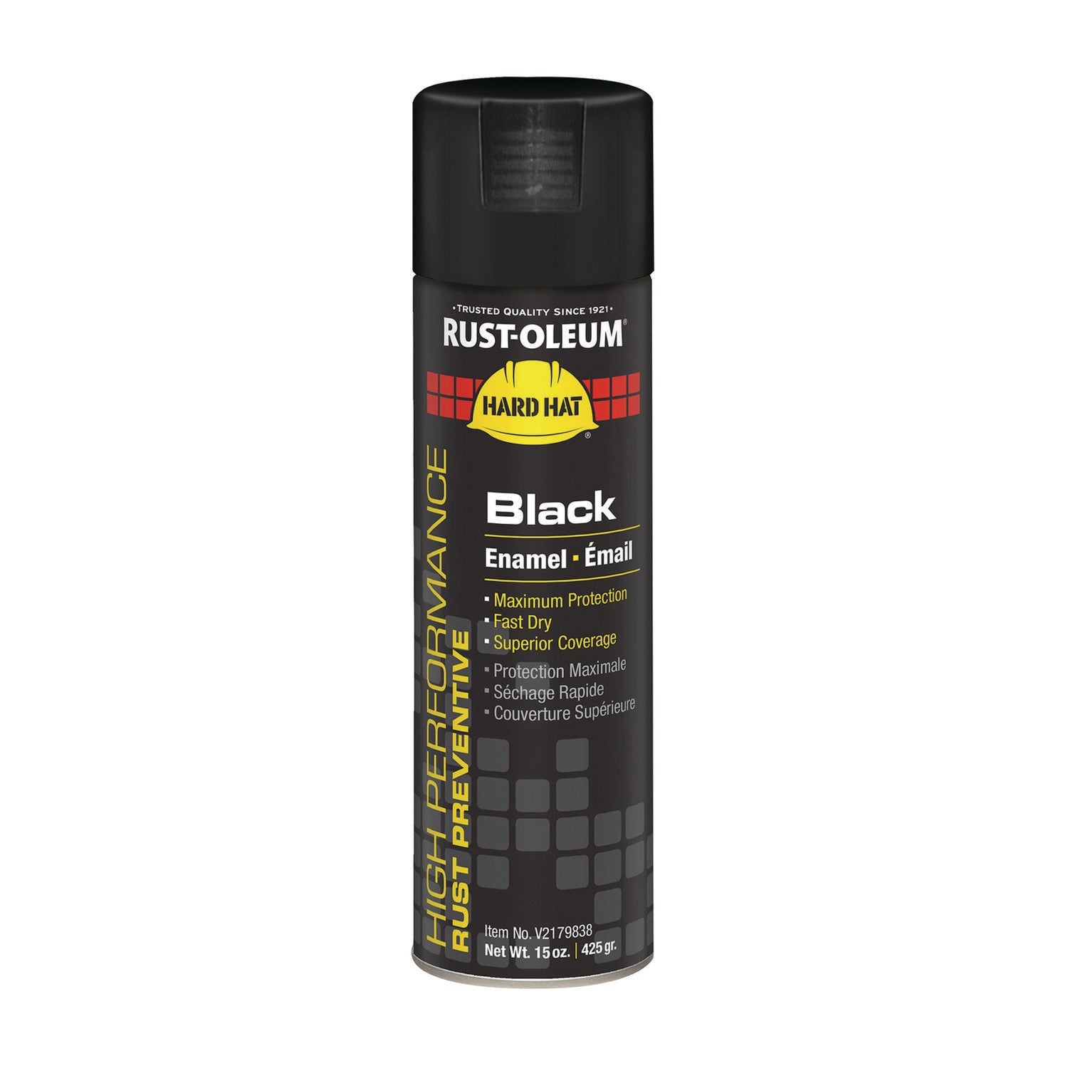 Rust-Oleum® Hard Hat High Performance V2100 System Rust Preventive Enamel Spray Paint, Gloss Black, 15 oz Aerosol Can, 6/Carton