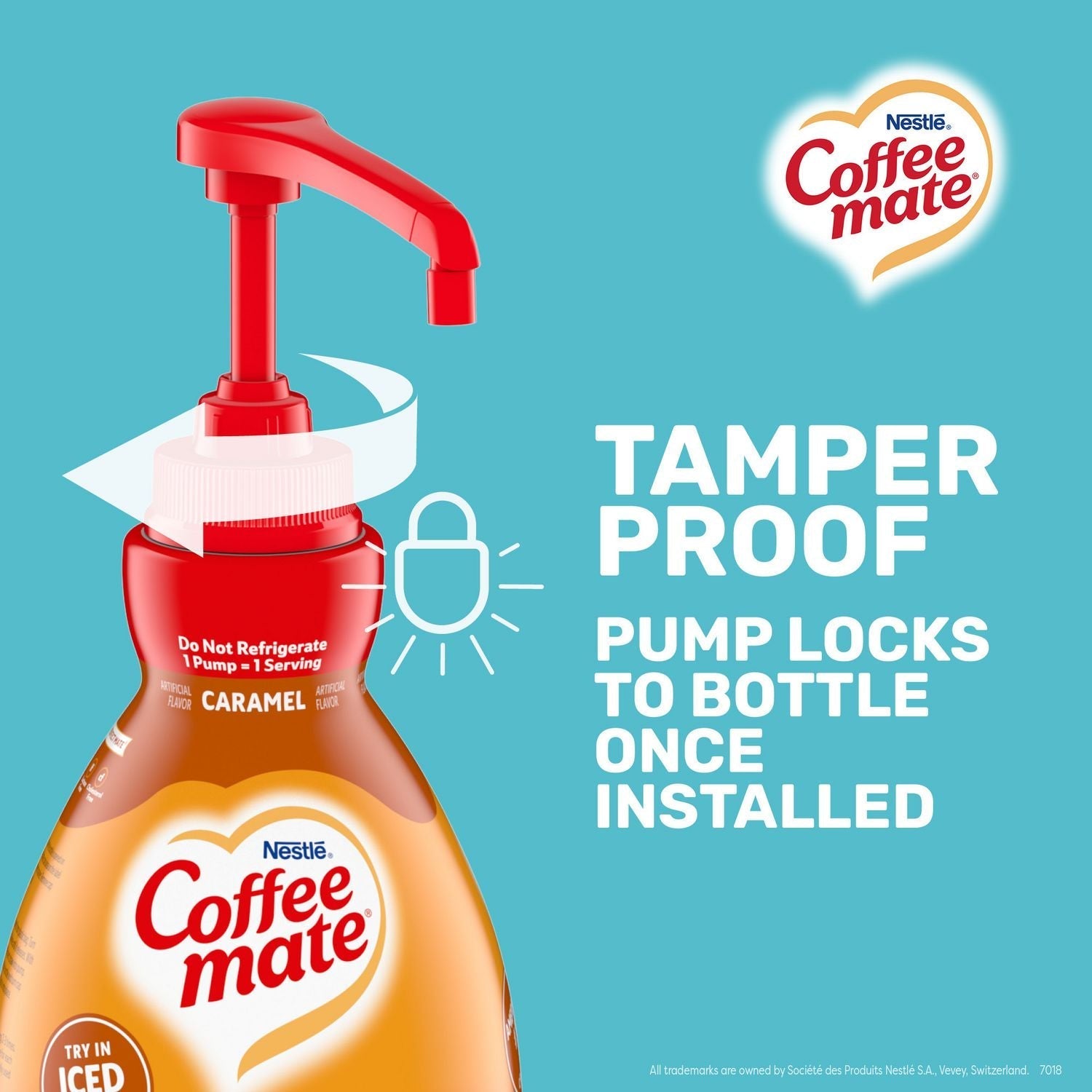 Coffee mate® Liquid Creamer Pump Bottle, Caramel, 50.7 oz Pump Bottle, 2/Carton