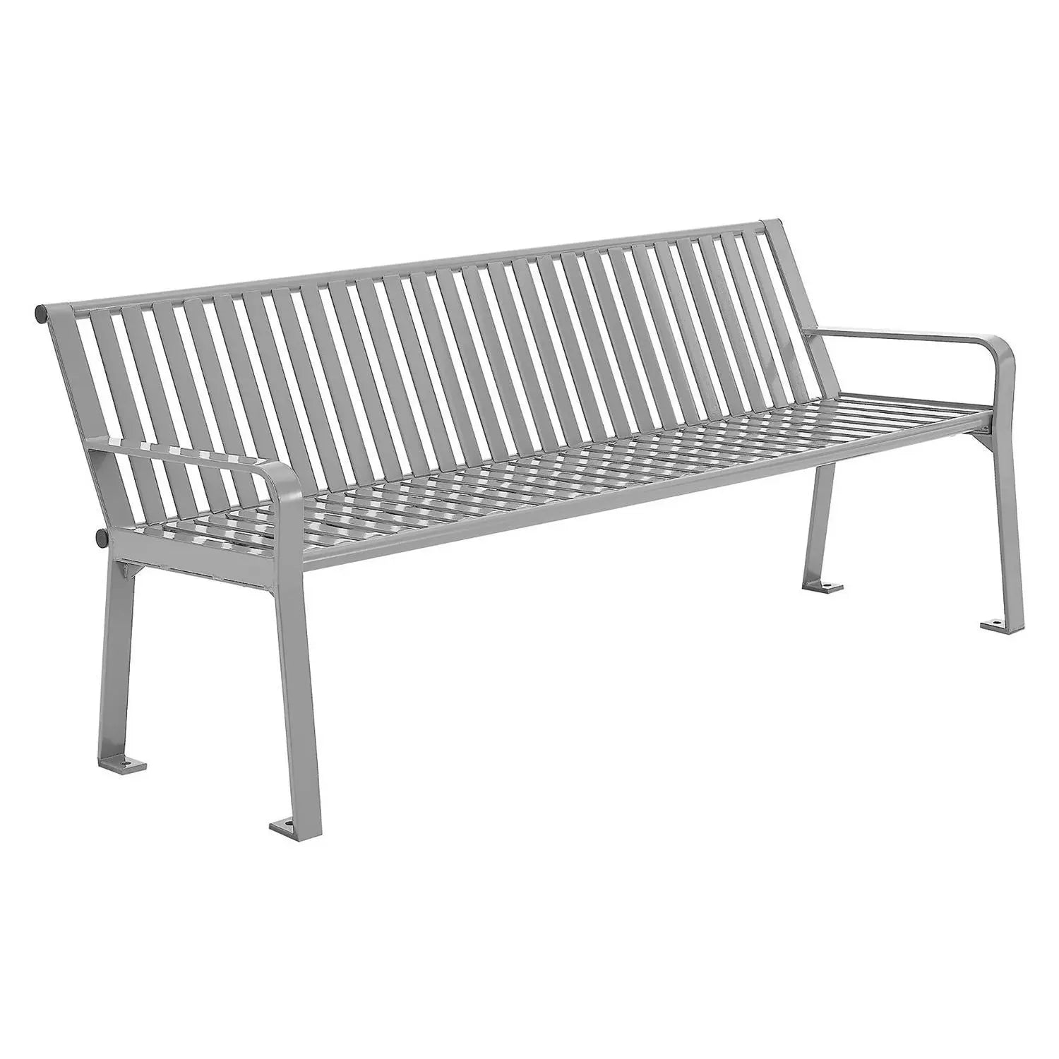 Global Industrial® Steel Slat Benches with Back, 72" x 26" x 31", Gray Seat/Back, Gray Base