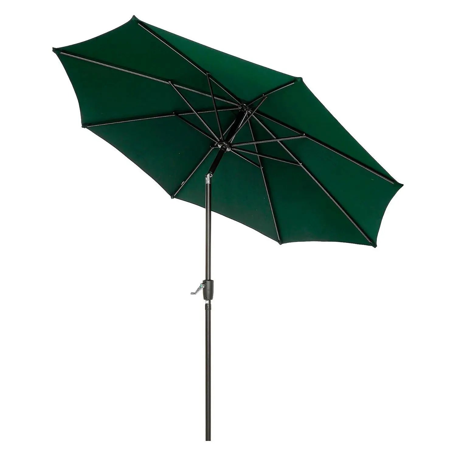 Global Industrial® Outdoor Umbrella with Tilt Mechanism, 102" Span, 94" Long, Green Canopy, Black Handle