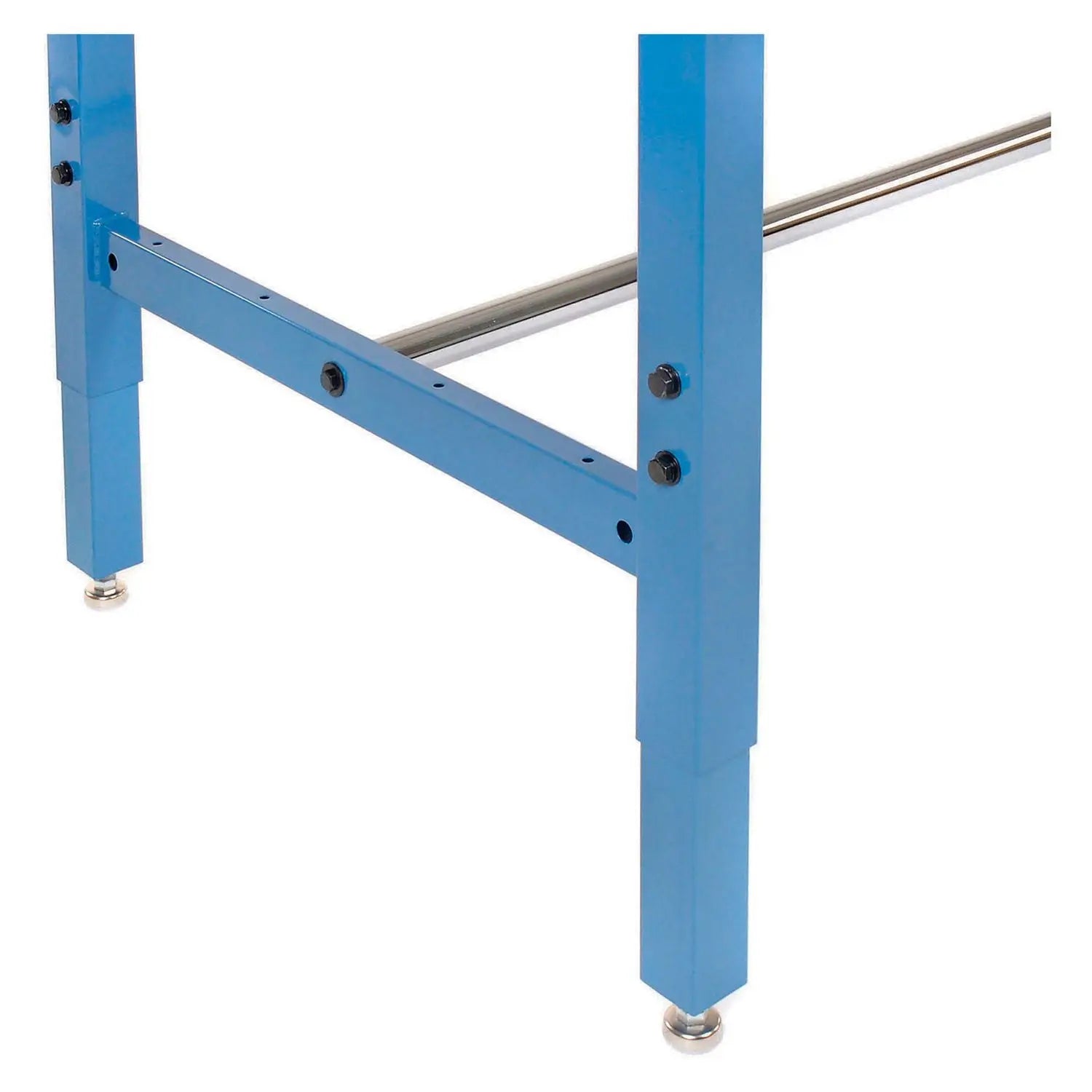 Global Industrial® Adjustable Height Heavy Duty Workbenches, 5,000 lbs, 72 x 30 x 31.63 to 43.63, White/Blue