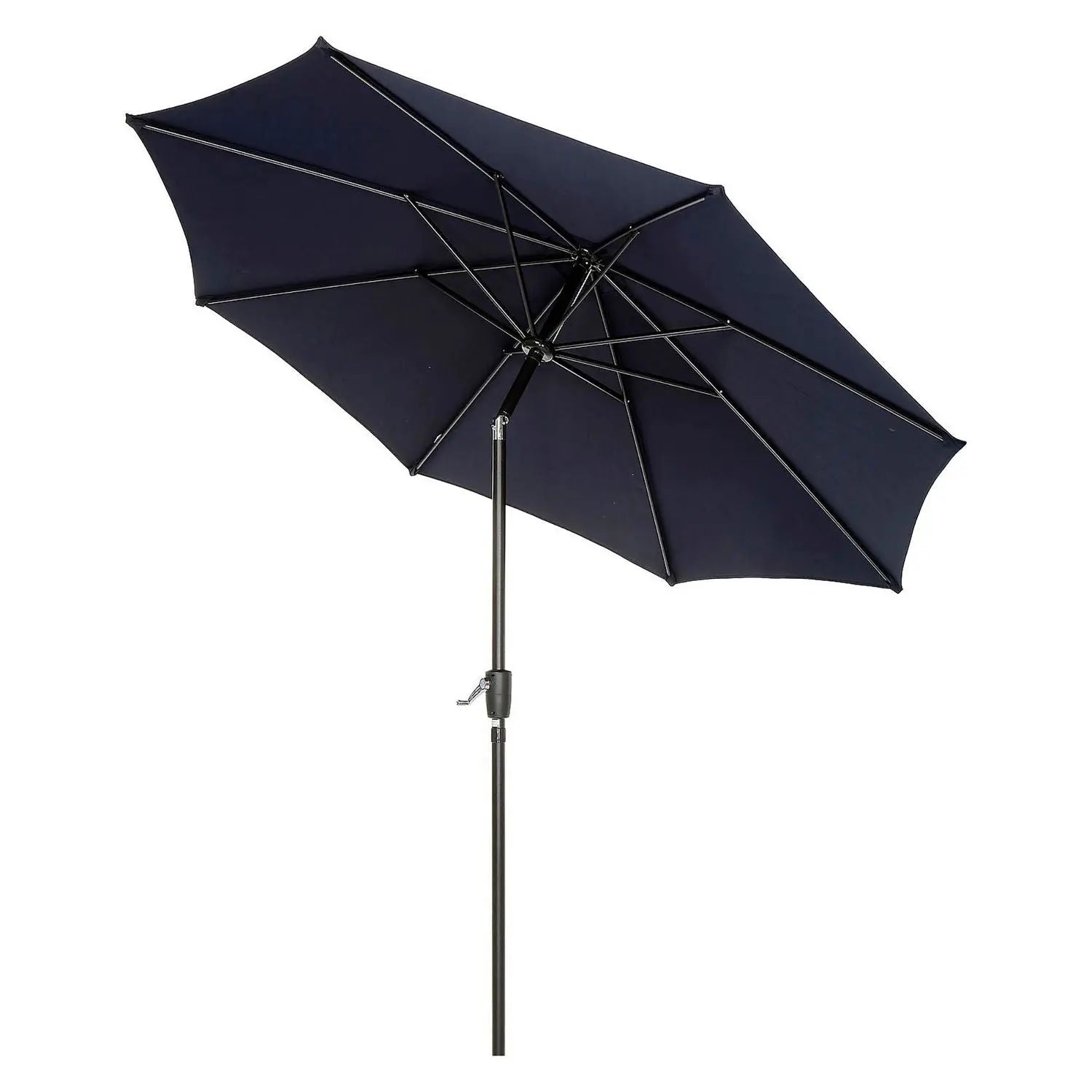Global Industrial® Outdoor Umbrella with Tilt Mechanism, 102" Span, 94" Long, Navy Blue Canopy, Black Handle