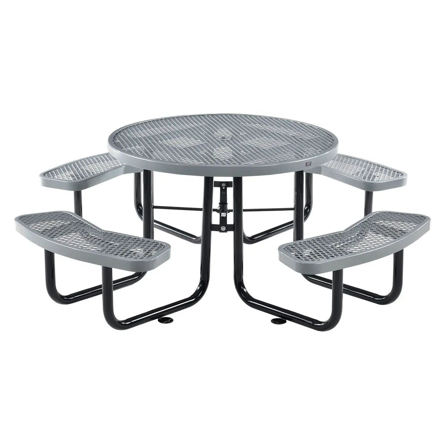 Global Industrial® Expanded Steel Picnic Table, Round, 46" Dia x 29.5"h, Gray Top, Gray Base/Legs