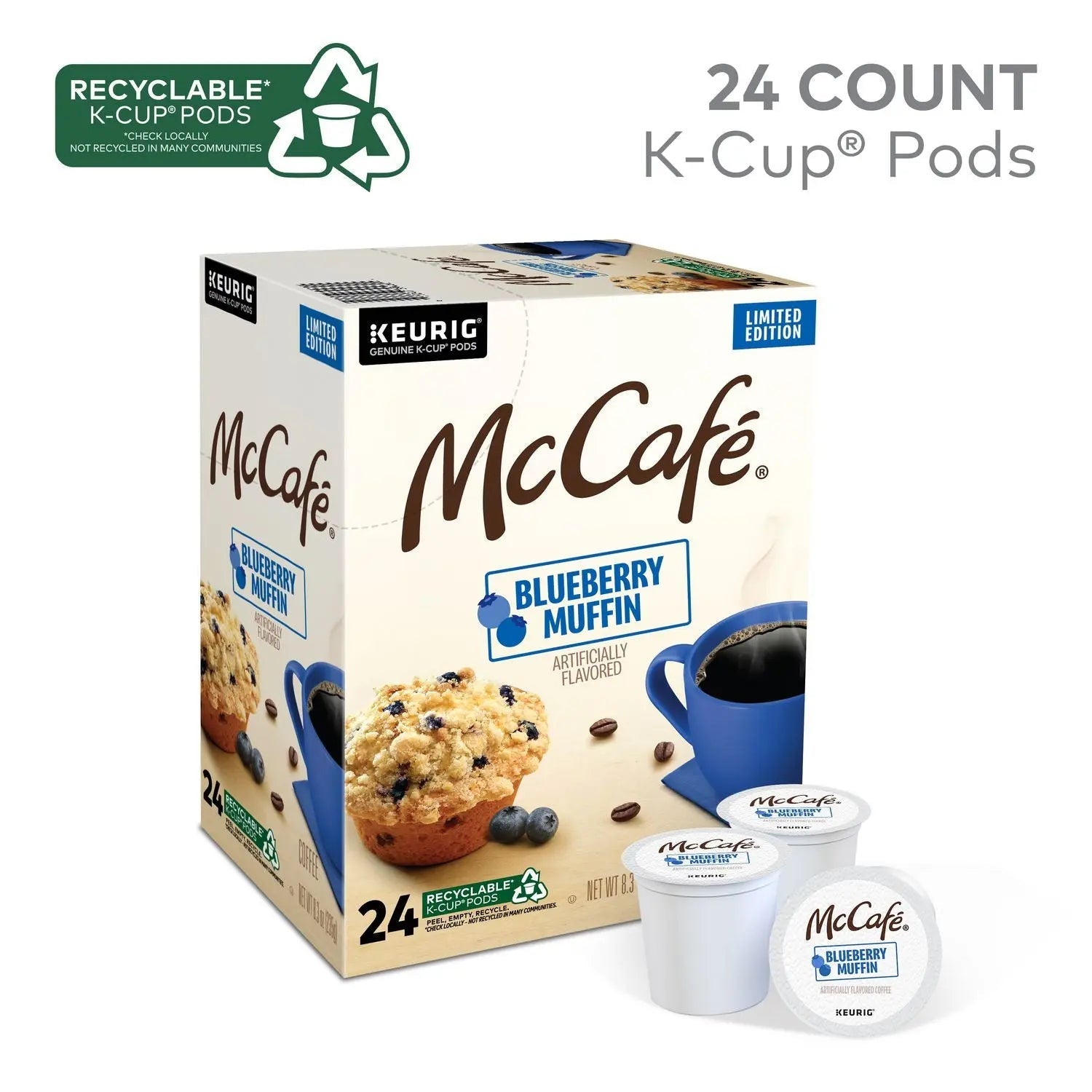 McCafe® Blueberry Muffin K-Cups, 0.34 oz K-Cup, 24/Box