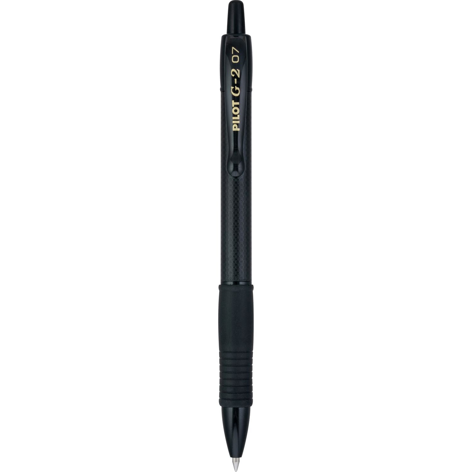 Pilot® G2 Edge Premium Gel Pen, Retractable, Fine 0.7 mm, Black Ink, Black Barrel, Dozen - Bloom Skins