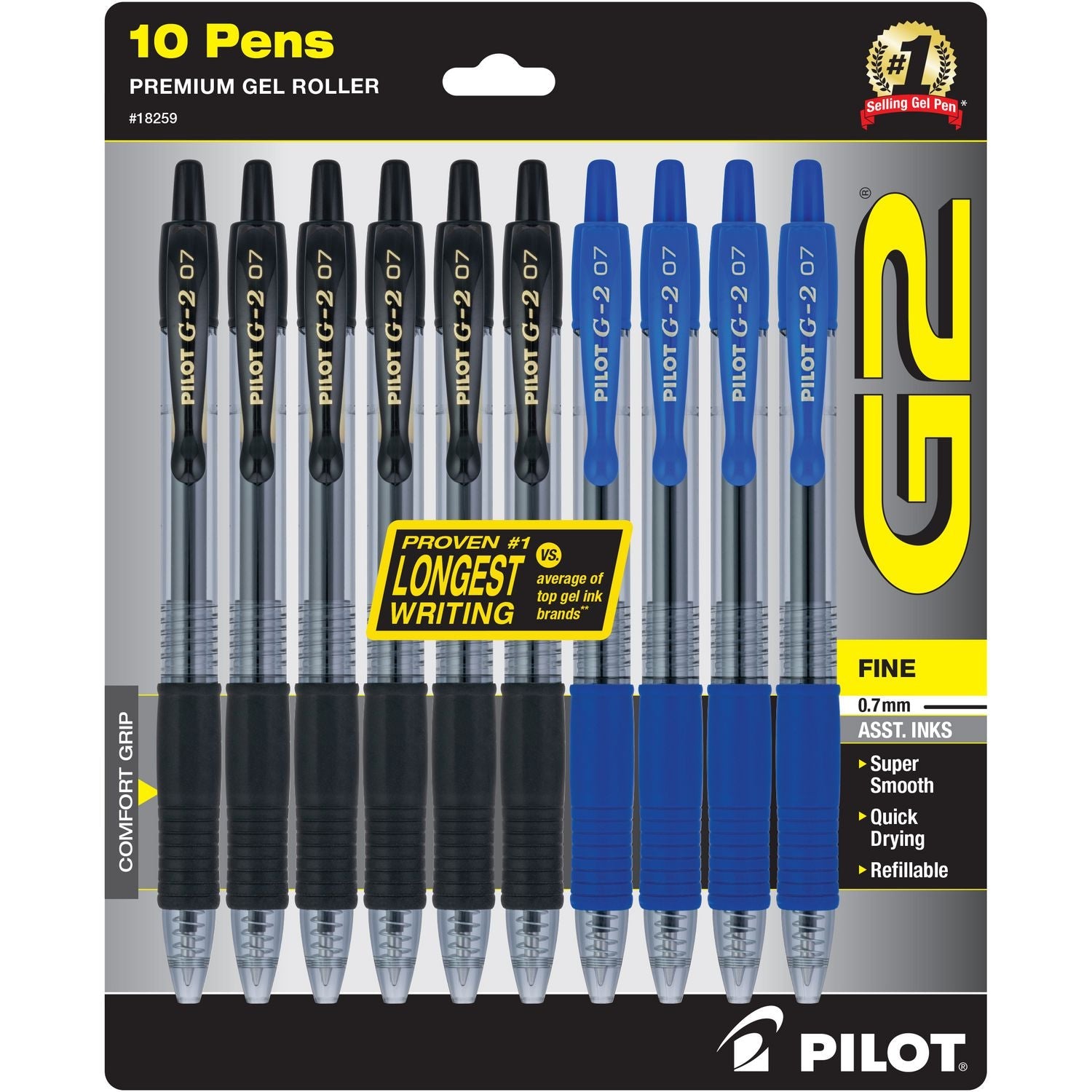 Pilot® G2 Premium Gel Pen, Retractable, Fine 0.7 mm, Assorted Ink and Barrel Colors, 10/Pack - Bloom Skins