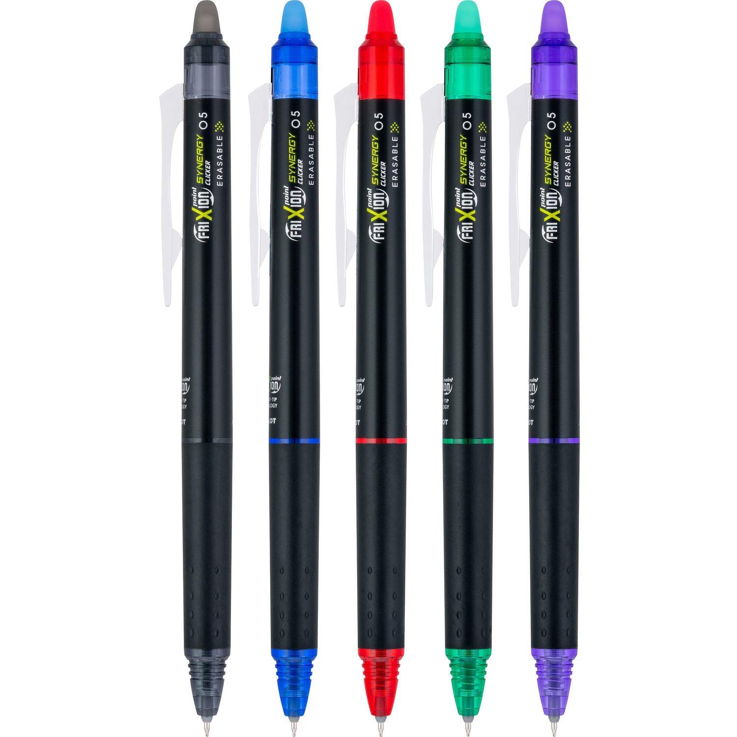 Pilot® FriXion Synergy Clicker Erasable Gel Pen, Retractable, Extra-Fine 0.5 mm, Assorted Ink and Barrel Colors, 5/Pack - Bloom Skins