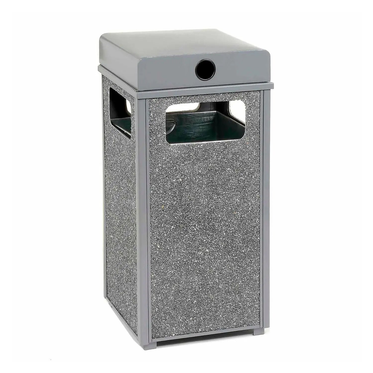 Global Industrial® Stone Panel All Weather Trash Receptacle Urn, 12 gal, Steel, Gray