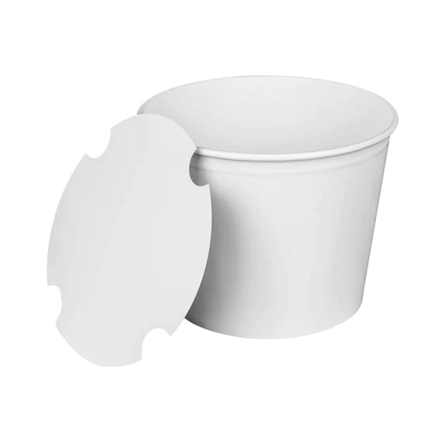 Karat® Food Bucket with Lid, 85 oz, 7.36" Diameter x 6" h, White, Paper, 180/Carton