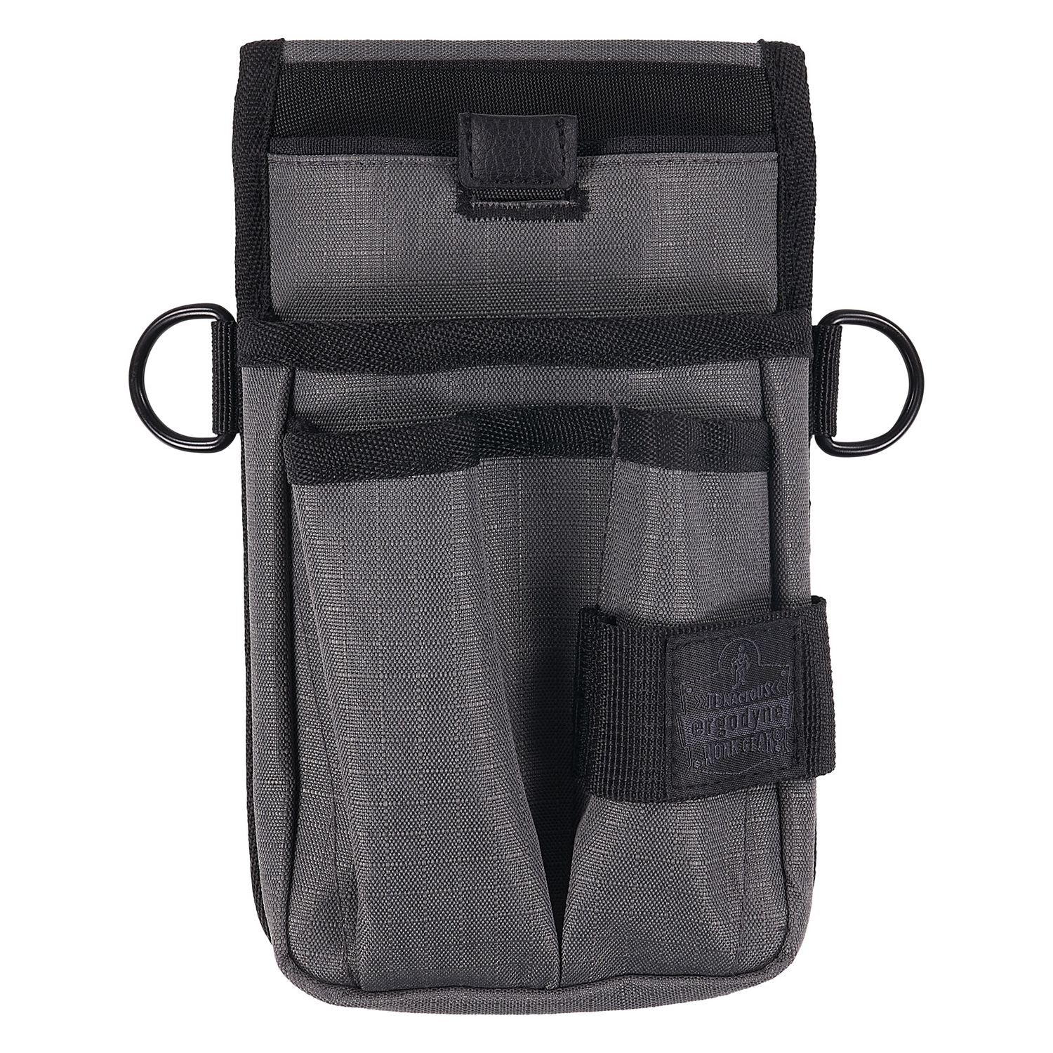 ergodyne® Arsenal 5568 Belt Loop Tool Pouch with Device Holster, 4 Compartments, 5 x 2 x 8.5, Polyester, Gray