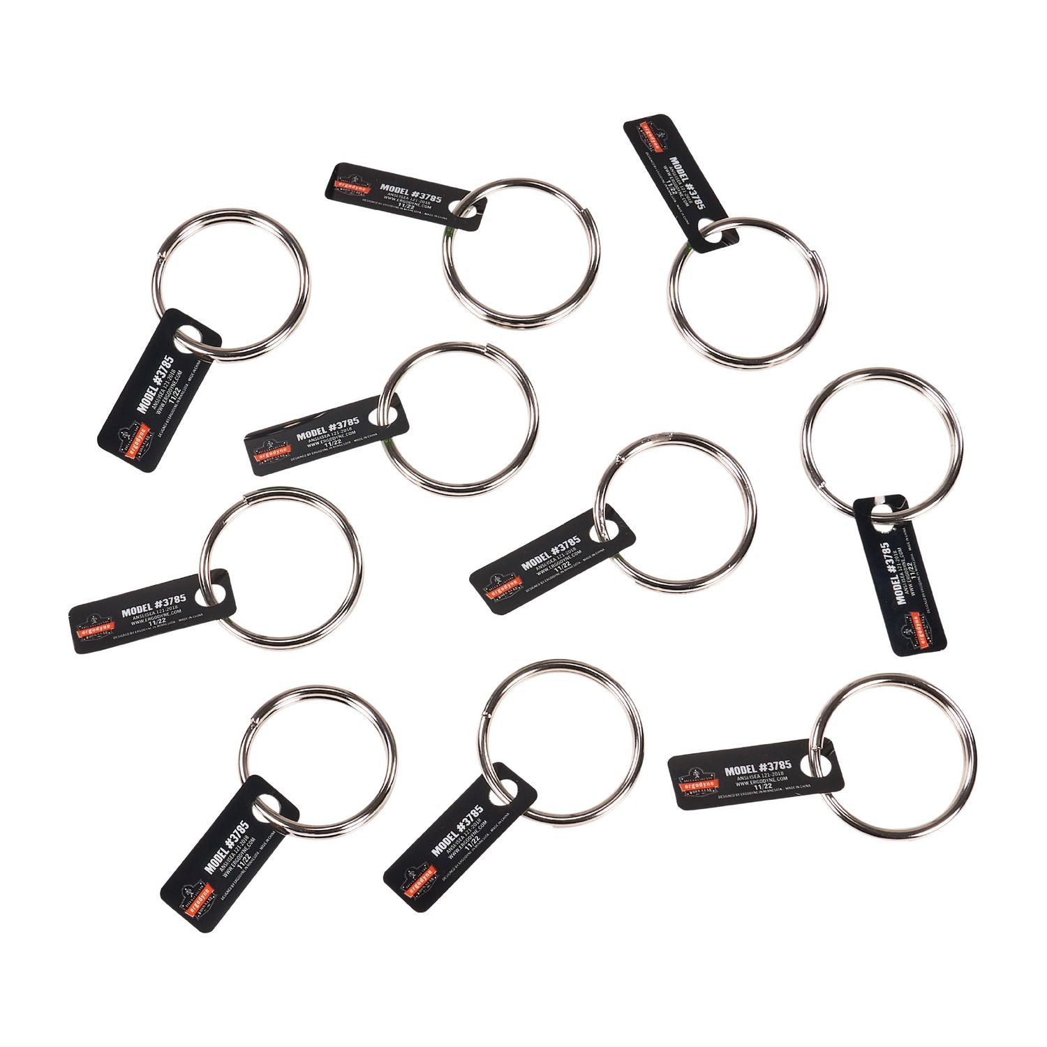 ergodyne® Squids 3785 Split Ring Tool Attachment, 2 lb Max Working Capacity, 1.5" dia, Silver, 10/Pack