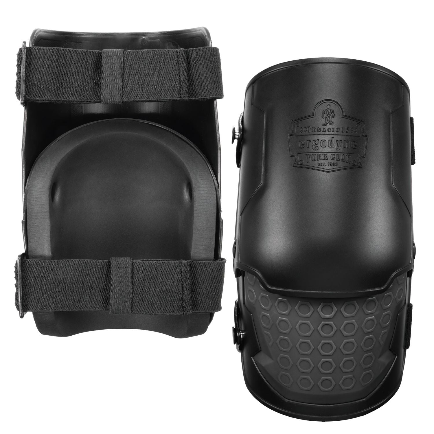 ergodyne® Proflex 360 Hard Shell Hinged Knee Pads w/Non-Marring Cap, Buckle, One Size Fits Most, Black, Pair