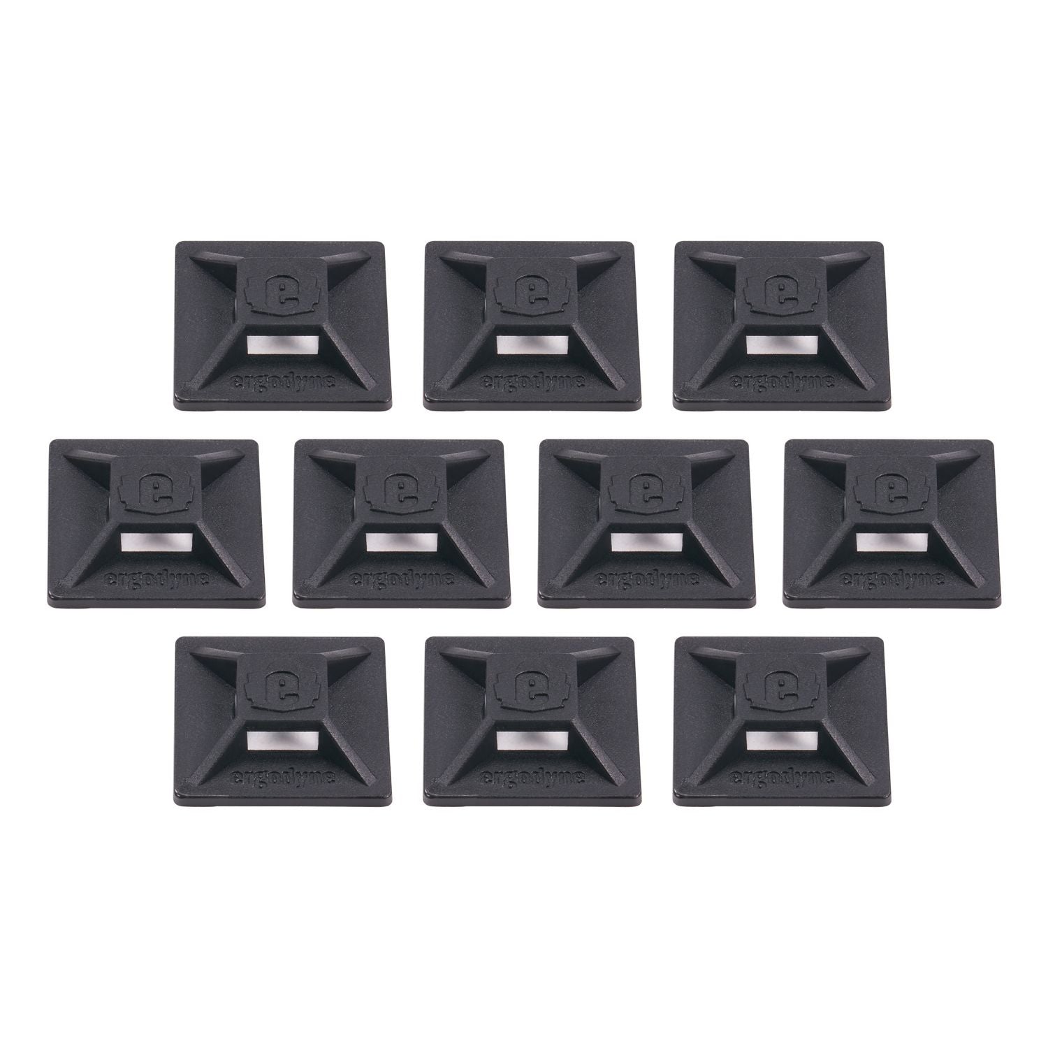ergodyne® Squids 3701 Mini Adhesive Mount Replacements, 2 lb Max Safe Working Capacity, 0.9" Long, Black,10/Pack