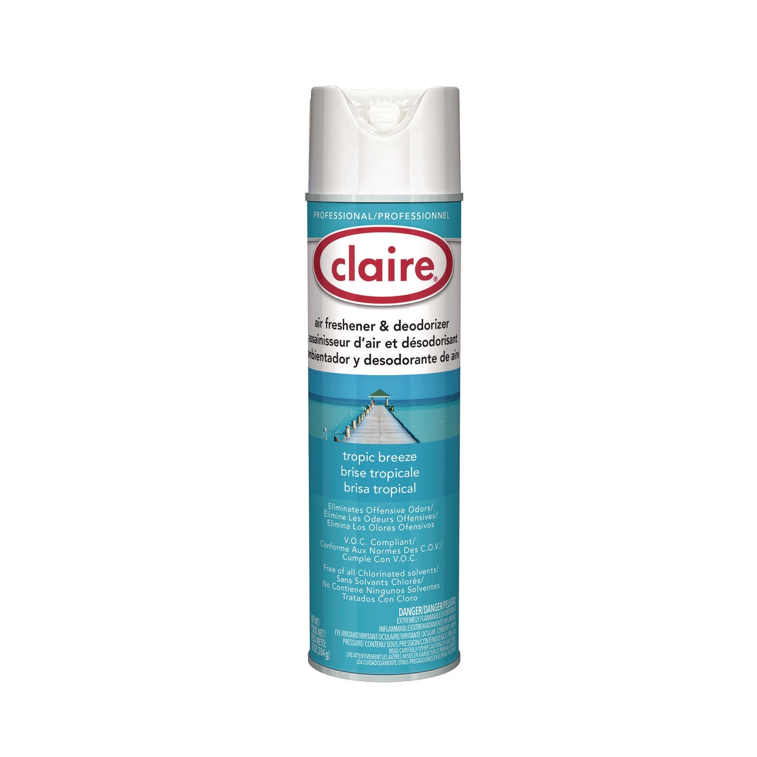 Claire® Aerosol Air Freshener and Deodorizer, Tropic Breeze, 10 oz Aerosol Spray, 12 Cans