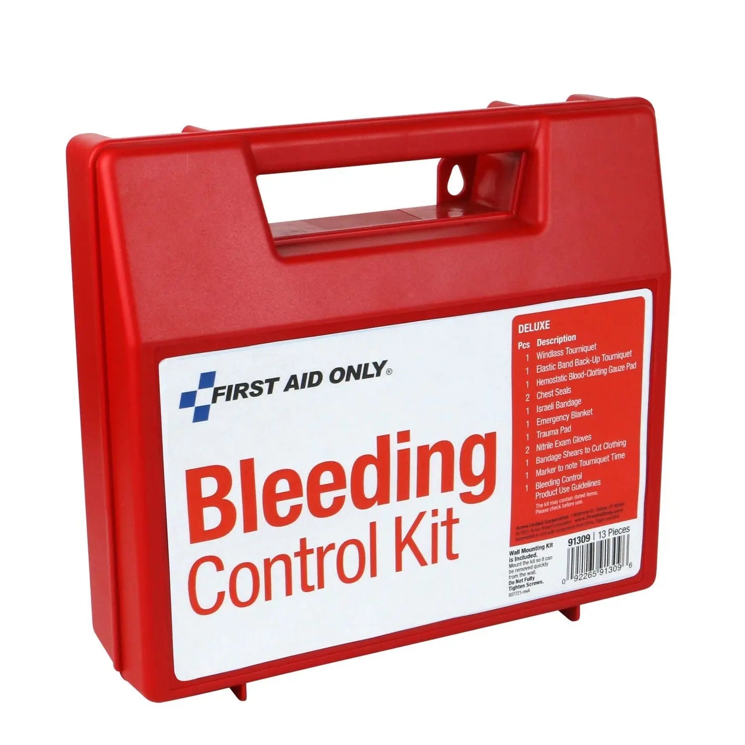 First Aid Only™ Bleeding Control Wall Station Single Kit - Deluxe, 14 Pieces, Plastic Case
