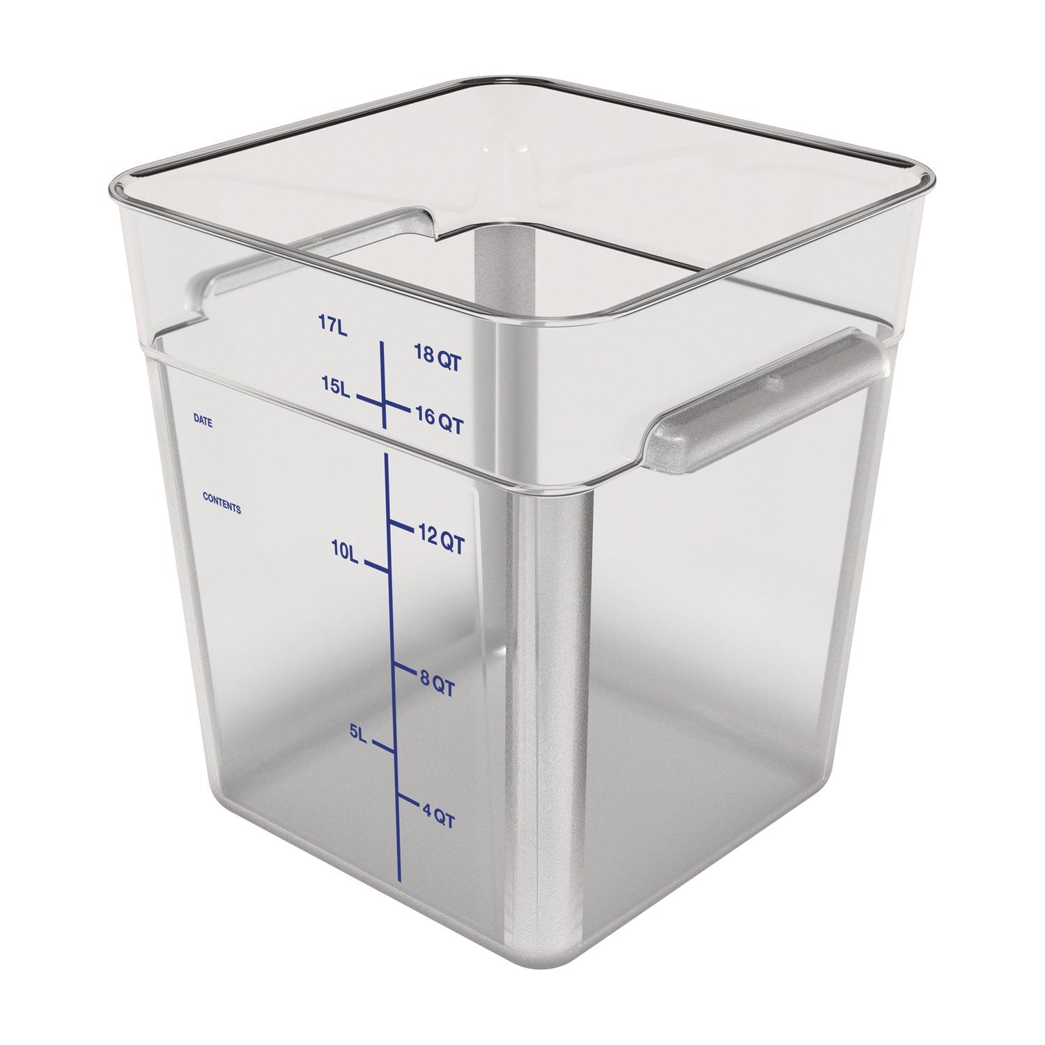 Carlisle Squares Polycarbonate Food Storage Container, 18 qt, 11 13 x 11.13 x 12.58, Clear, Plastic