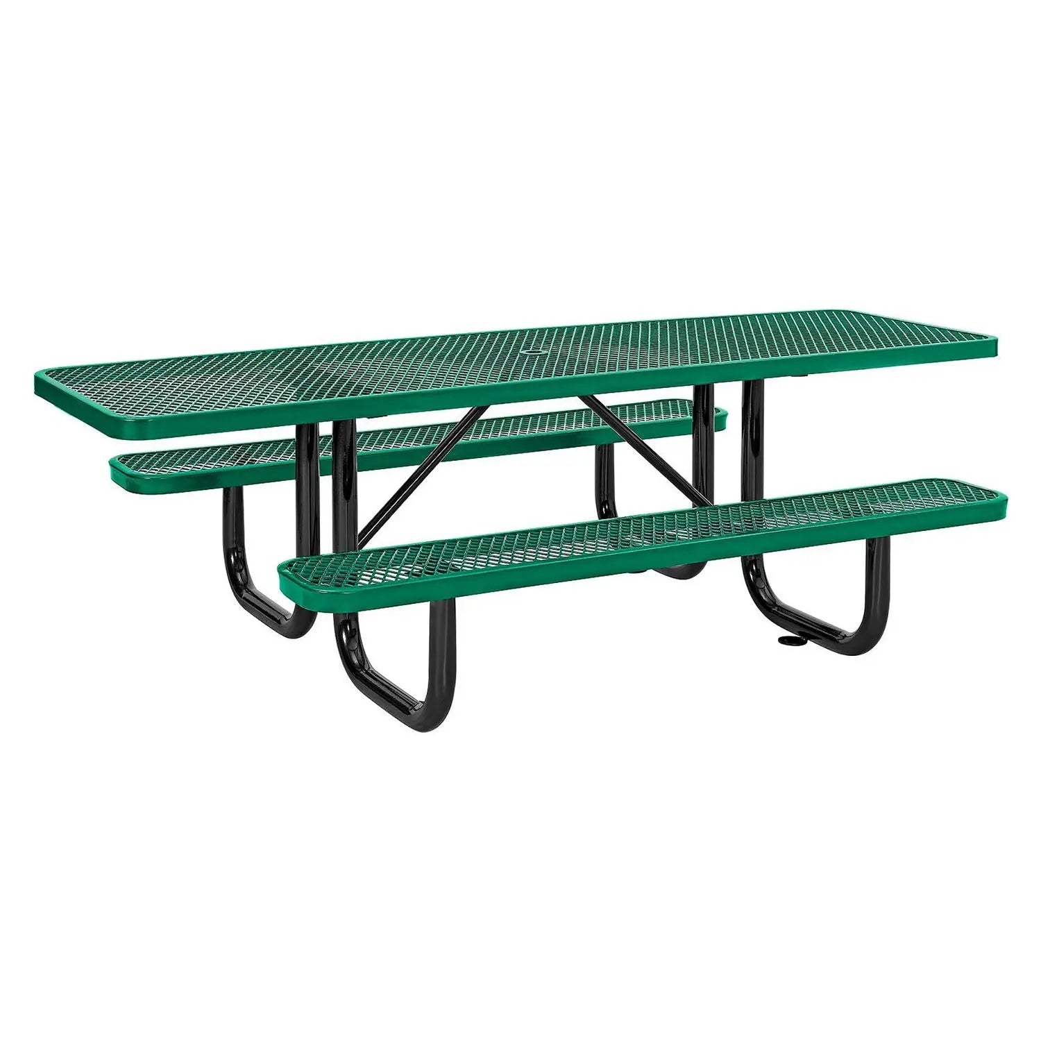 Global Industrial® ADA Compliant Expanded Steel Picnic Table, Rectangular, 96 x 60 x 21.5, Green Top and Base